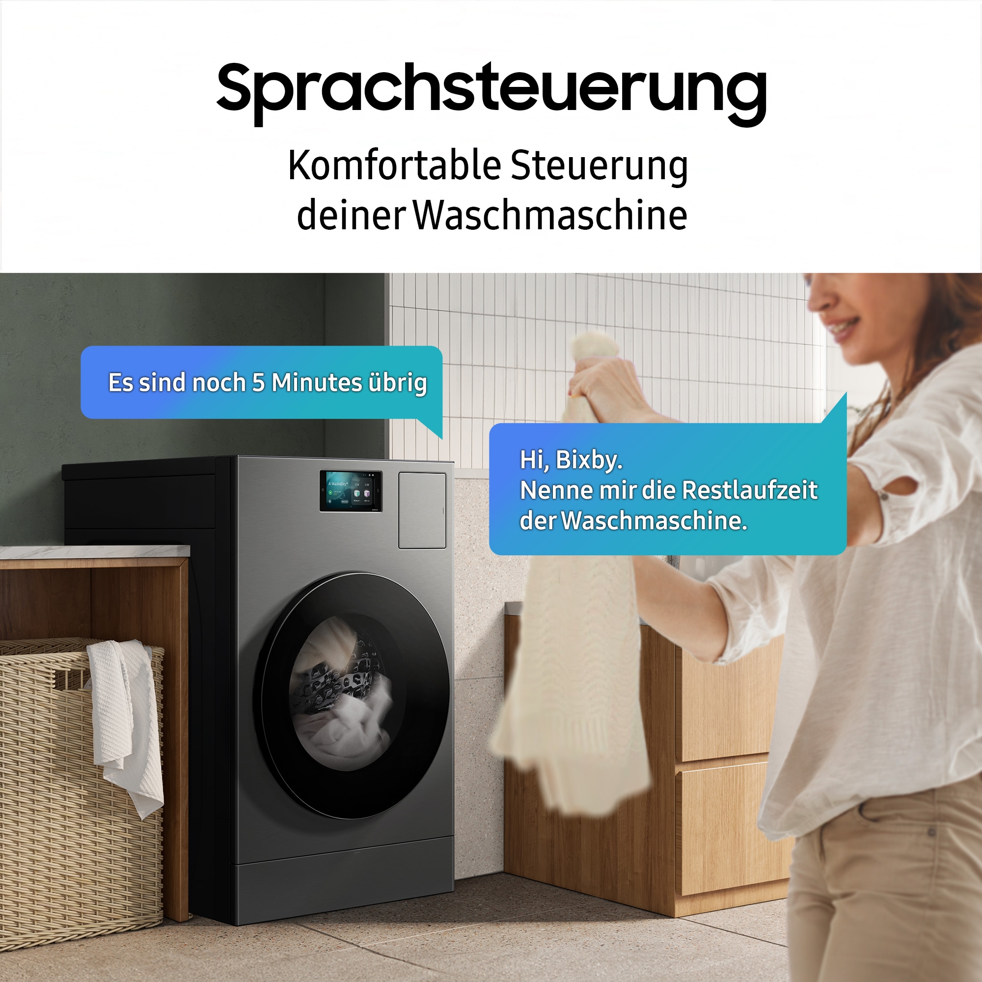 Samsung Waschtrockner »WD18DB8995BZT2«, Trommelreinigung+, Breite 75 cm, Tiefe 92cm, Höhe 111 cm