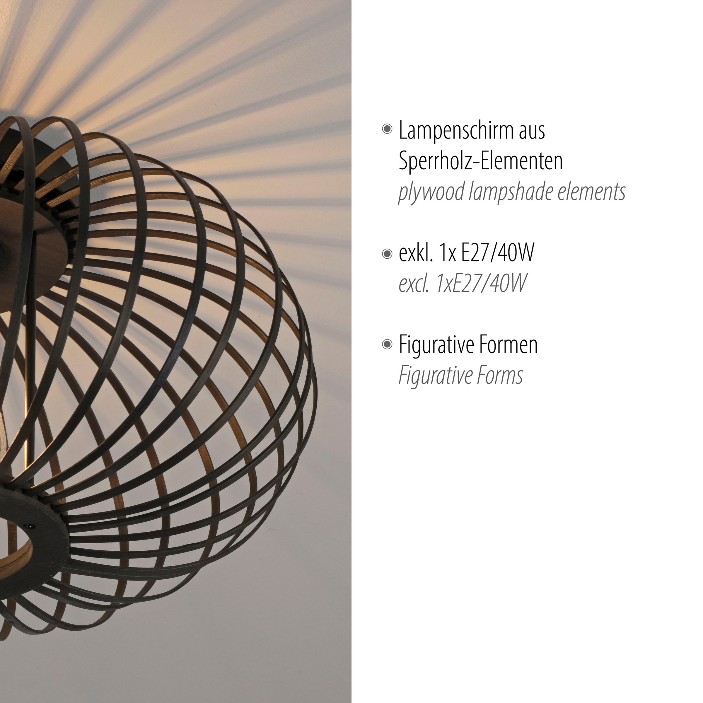 JUST LIGHT Deckenleuchte »RACOON« E27 1 Stk. ExklusiveE27