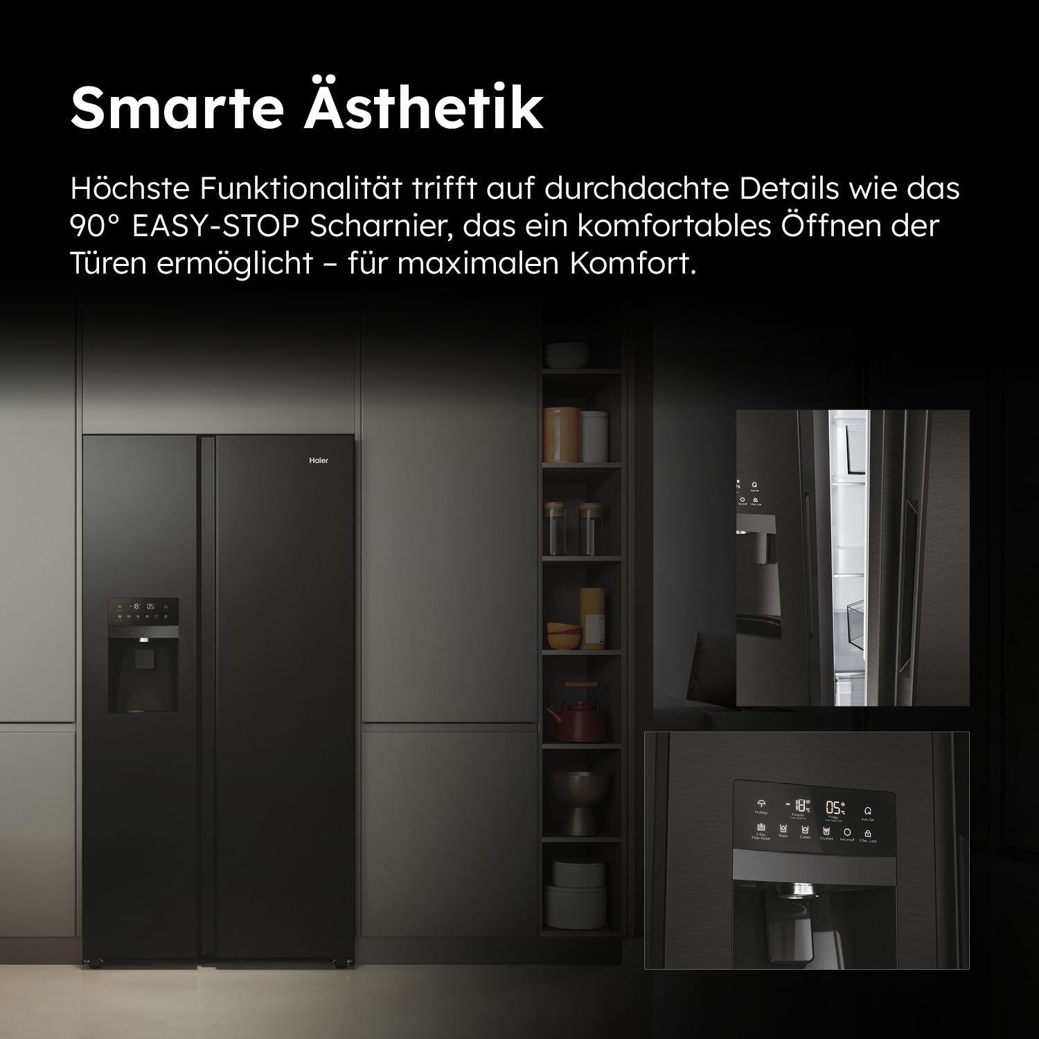 Haier Side-by-Side SBS 90 Series 5 »HSR5918DIPB«, 178 cm hoch, 91 cm breit, Nutzinhalt: 511 Liter, Multi Airflow