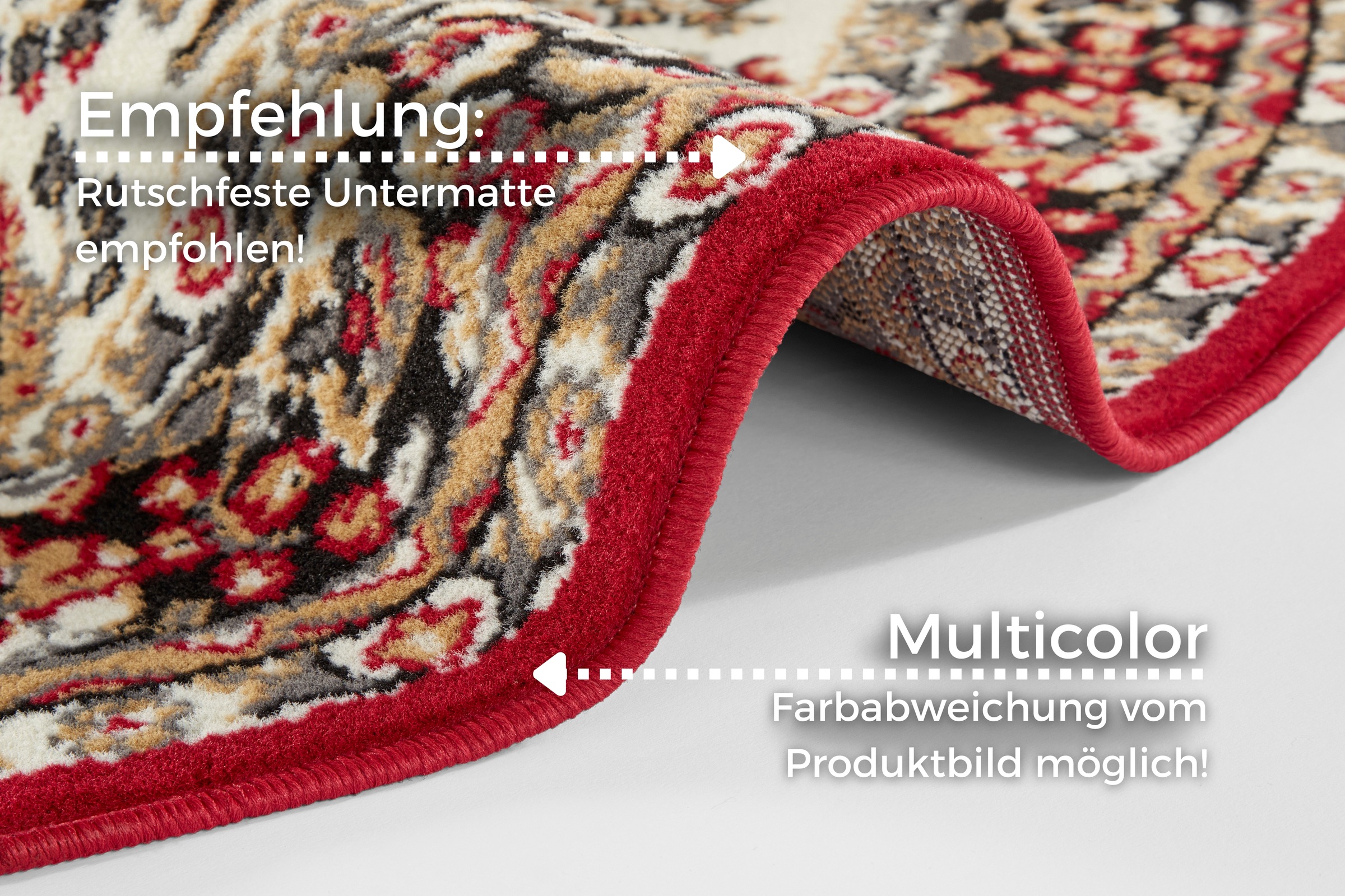 my home Teppich »Halton«, rund, 8 mm Höhe, Kurzflor, Orient Optik, mit Bordüre, robust, pflegeleicht, gekettelt