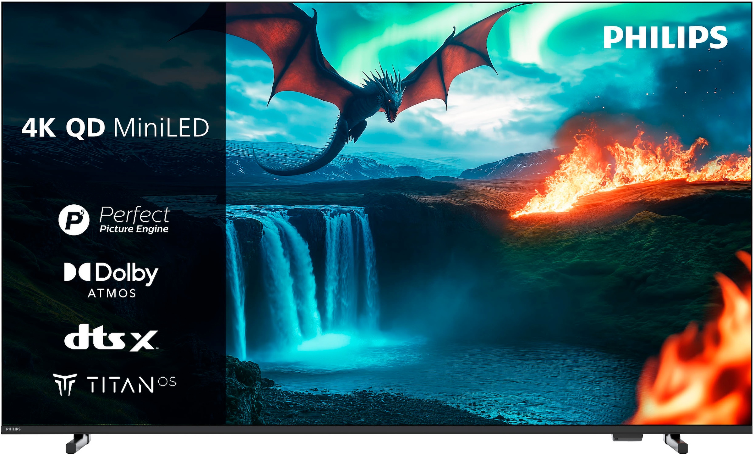 PHILIPS QLED Mini LED-Fernseher »75MLED810/12« 189 cm/75 ′′ Smart-TV schwarz Sound: 2.0-Kanal, 20W, DTS:X, Dolby Vision & Atmos, HDR10+, Bluetooth,...