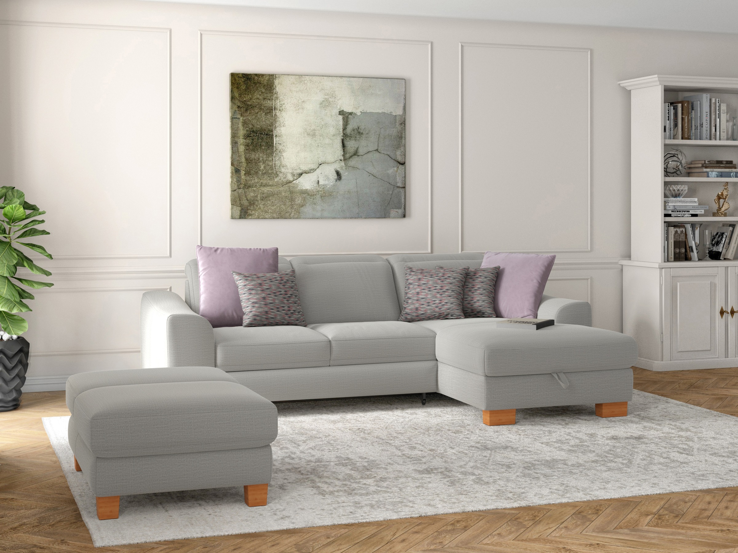 sit&more Polsterhocker »Dundee« mit Klappfunktion, Federkern und hochwertigen Massivholzfüßen