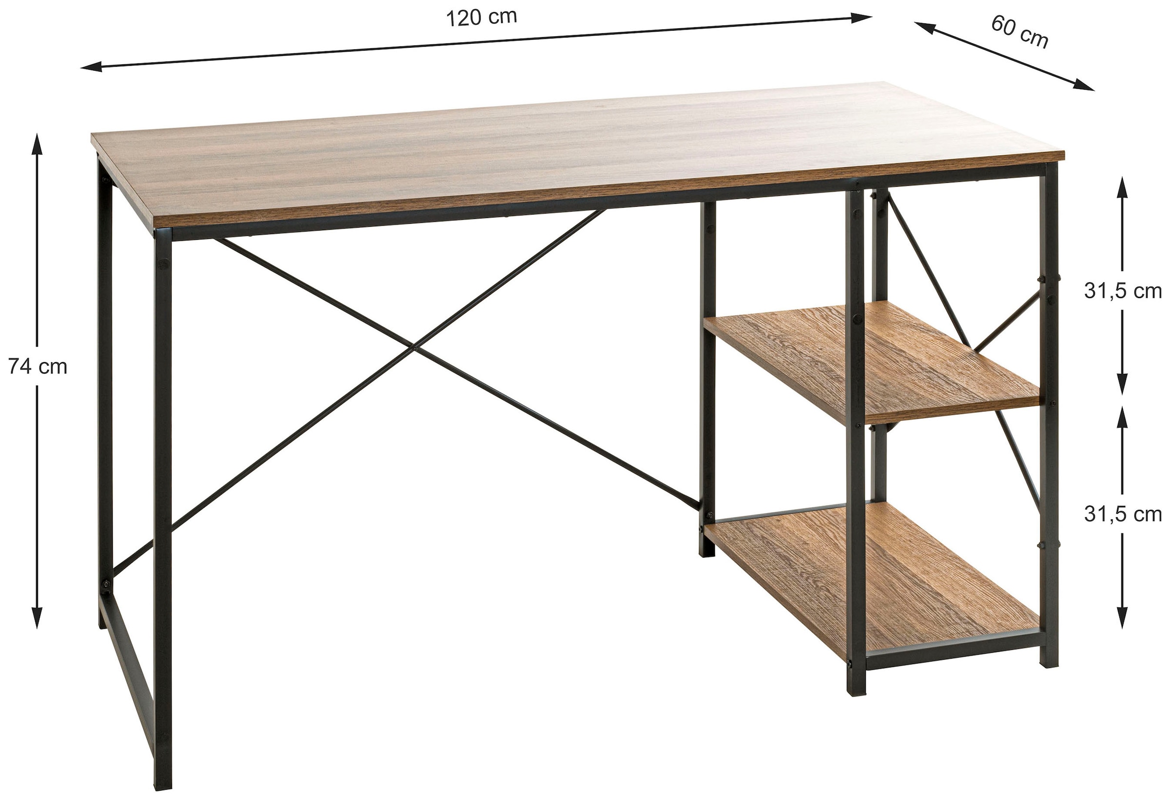 HAKU Schreibtisch »Arbeitstisch, Bürotisch« 1 Stk. tlg. rechteckig - aus Holzwerkstoff Braun B/T/H 120/60/74 cm