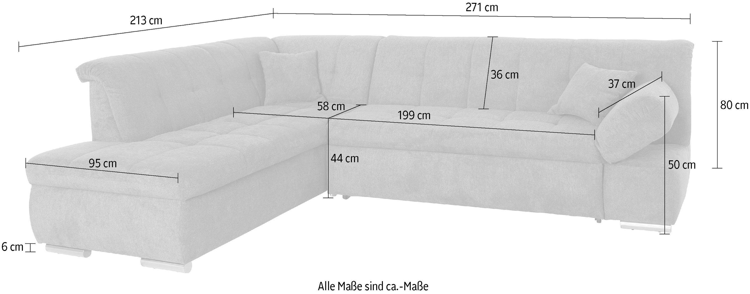DOMO collection Ecksofa »Mona L-Form«, wahlweise mit Bett- und Armlehnfunktion