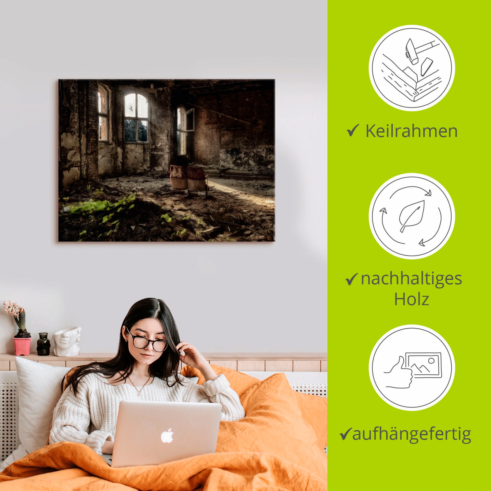 Artland Wandbild »Lost Place - für immer«, Gegenstandslos, (1 St.), als Leinwandbild, Poster in verschied. Größen