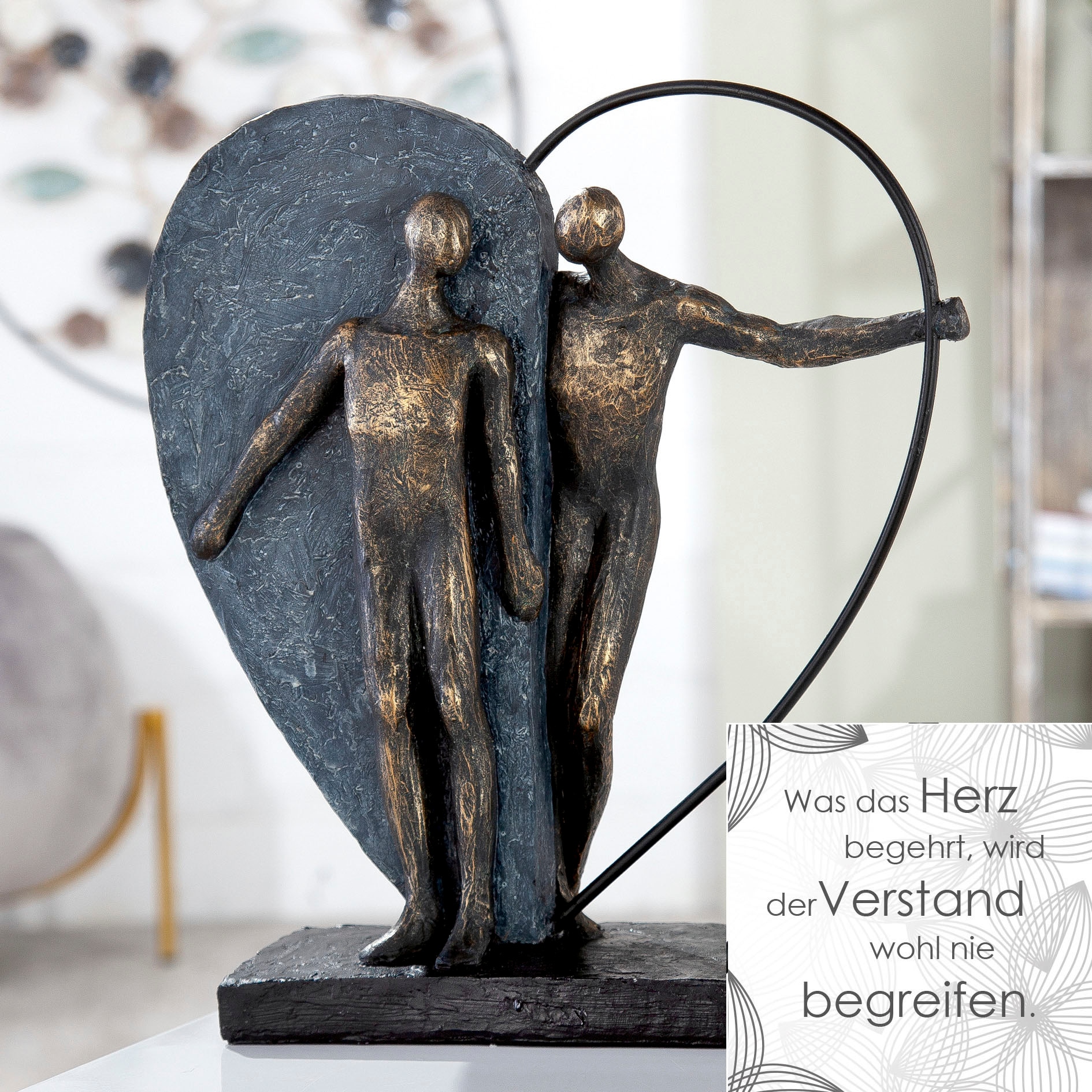 »Skulptur 31 Form, Dekofigur Höhe online St.), (1 Herz kaufen Dekoobjekt, Heartbeat, Casablanca Gilde cm, by Wohnzimmer bronze/grau«,