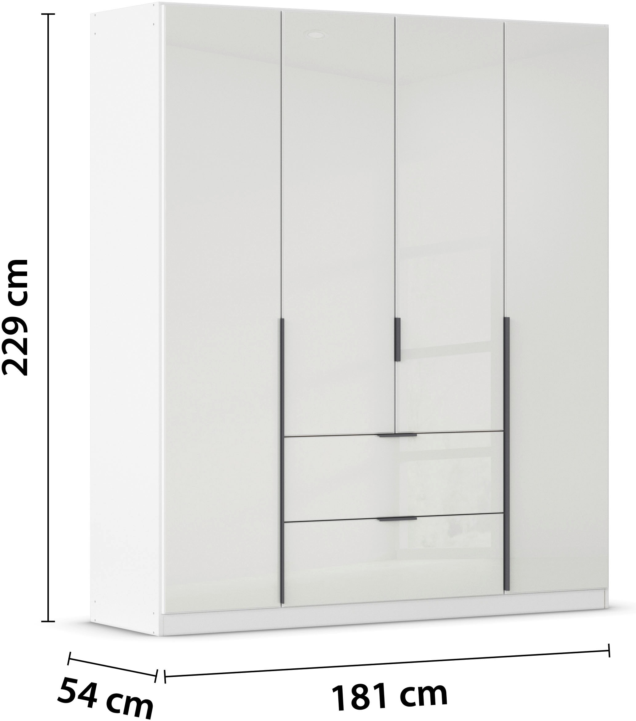 rauch Drehtürenschrank »Kleiderschrank Kleiderschränke Schrank Garderobe AGORDO mit Glasfront«, (in zwei Griff-Farben, Breiten 91-360 cm), mit Außenschubkästen, in 7 Breiten und 2 Höhen MADE IN GERMANY