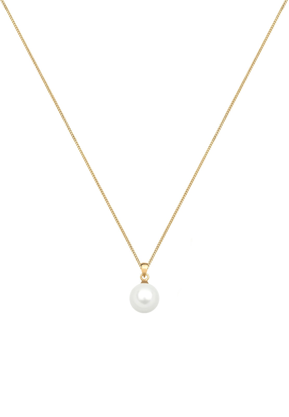 Elli Premium Perlenkette »Muschelkernperle 585 Gelbgold«
