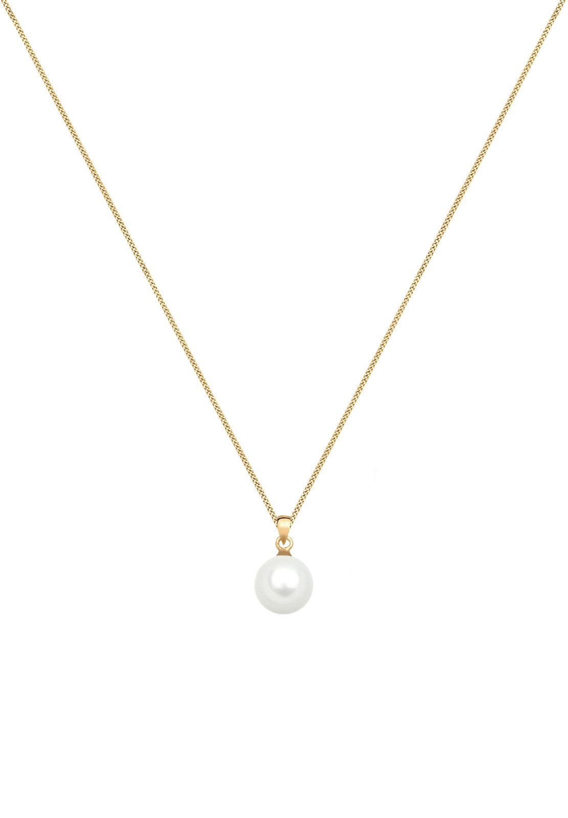 Elli Premium Perlenkette »Muschelkernperle 585 Gelbgold«