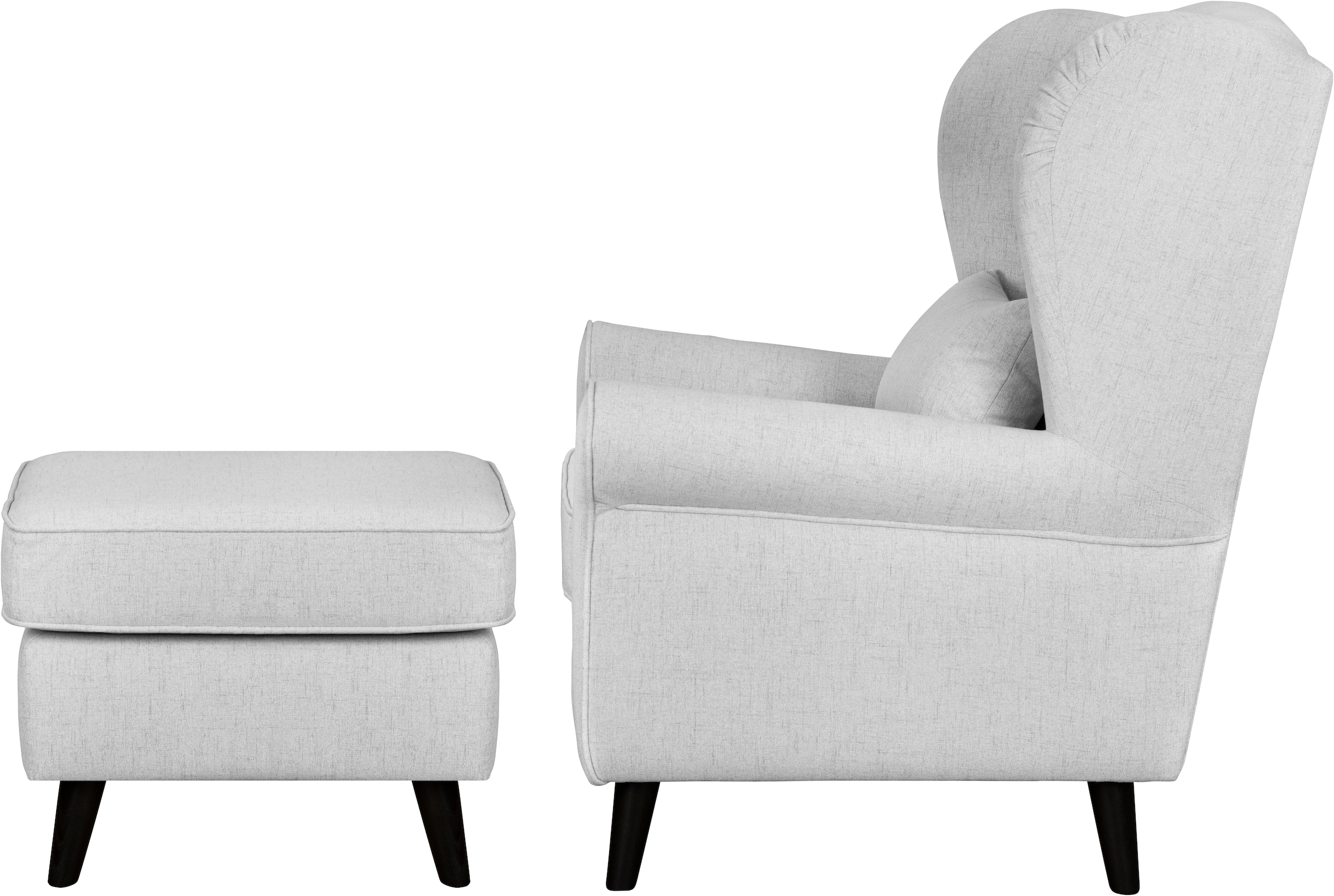 Home affaire Sessel »Ohrensessel CHISTELLE, wahlweise mit Polsterhocker«, mit Wellenunterfederung, Maße: B/T/H: 81/87/99 cm