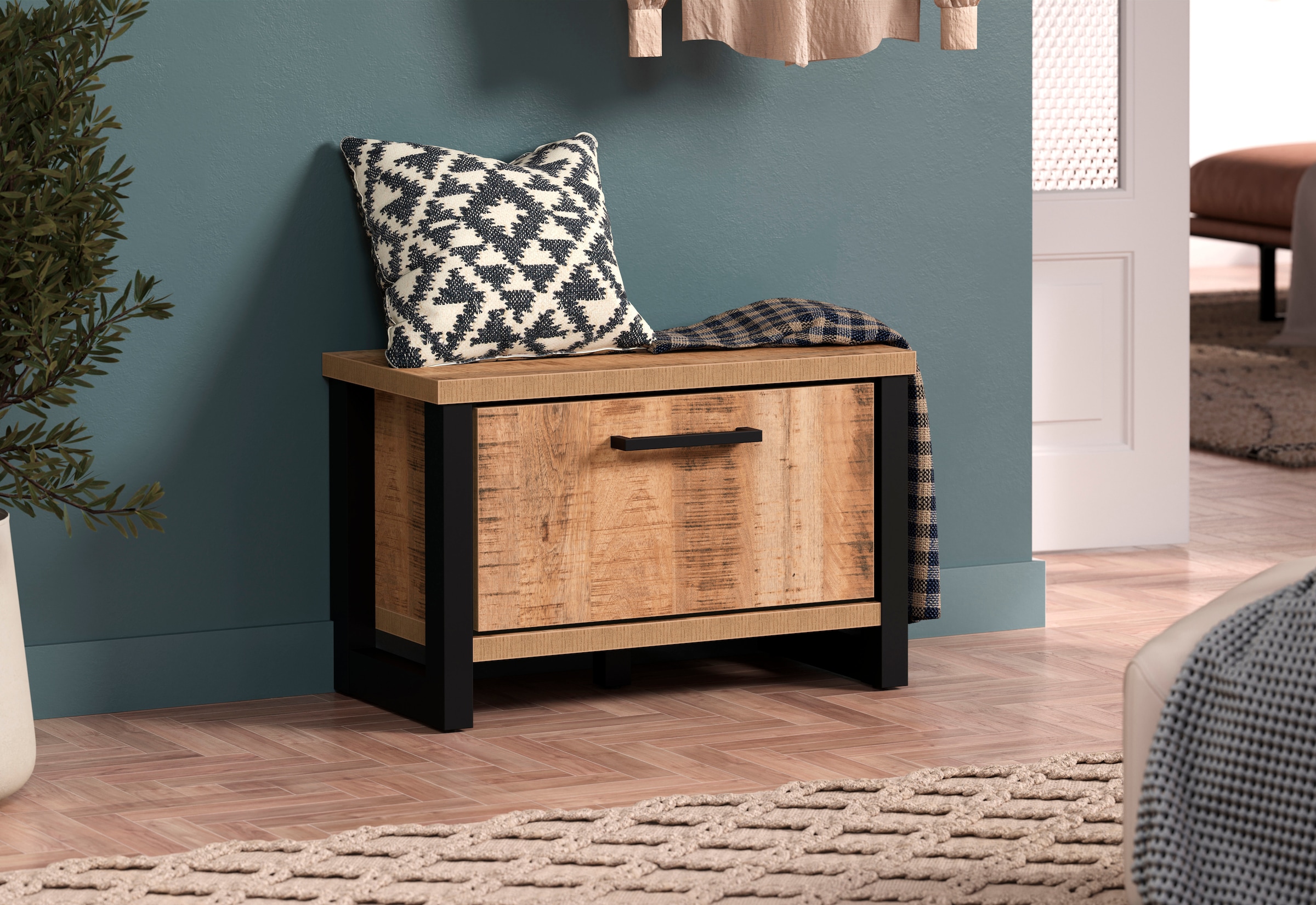 Home affaire Sitzbank »Elda«, (1 St.), Sitzbank mit 1 Gasdruckdämpfer Klappe – (B/T/H) 73/39/47 cm