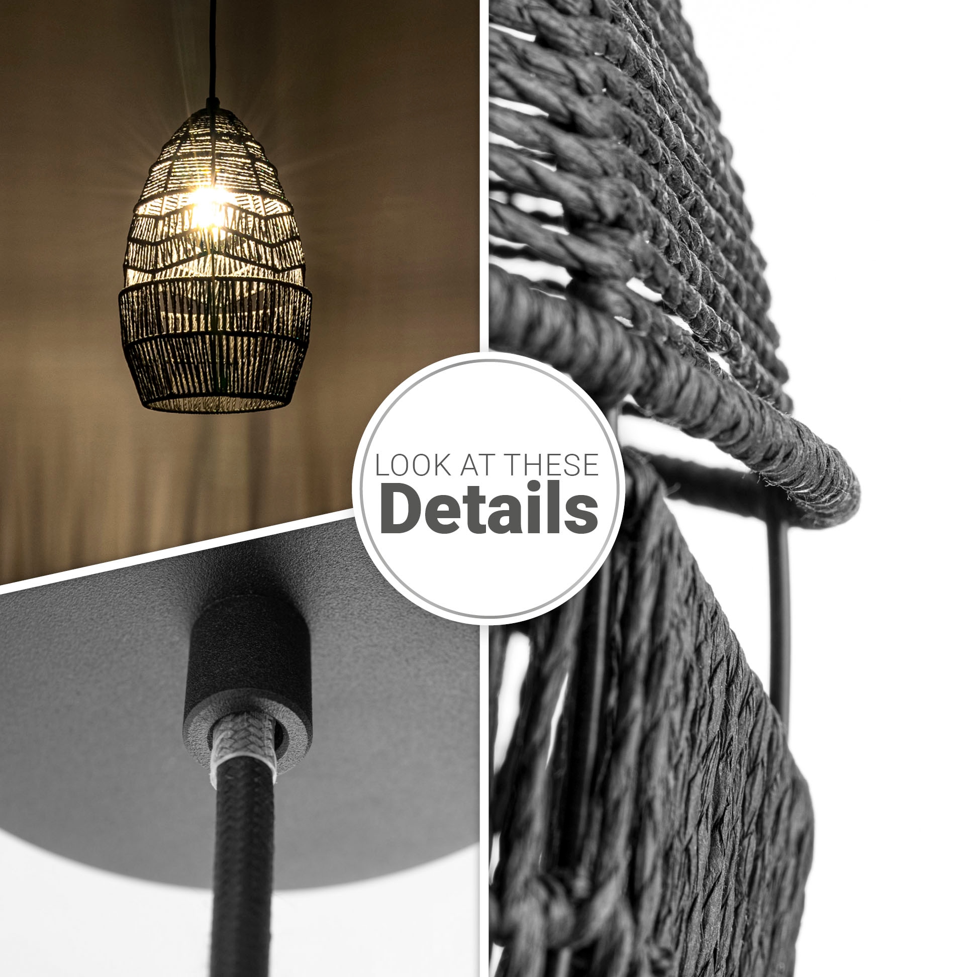 Paco Home Pendelleuchte »VILLA«, Hängeleuchte LED Esstisch Lampe Boho Papier E27 Natur