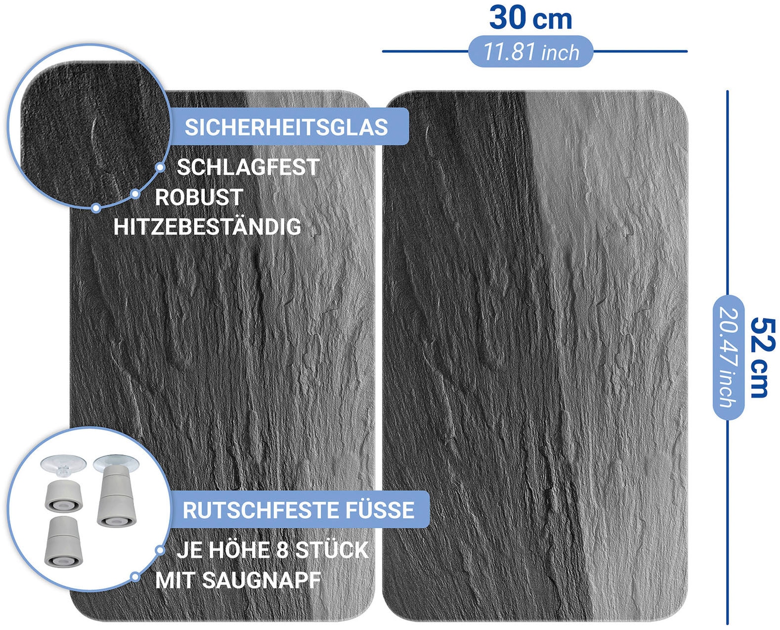 WENKO Herdblende-/Abdeckplatte »Universal Modell Schiefer« Herdabdeckung für alle Herdarten, kratzfest, mit rutschfesten Füßen