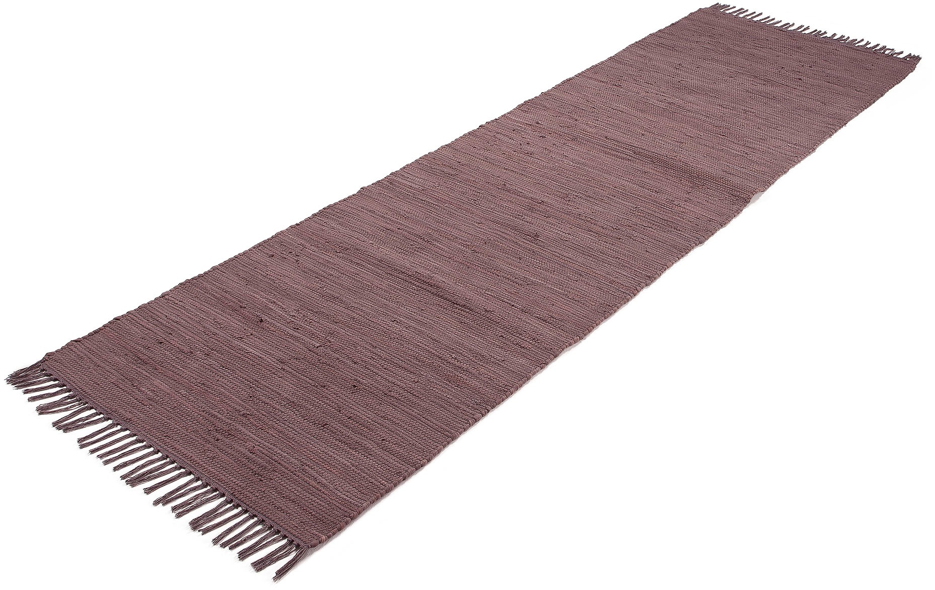 carpetfine Teppich »Kelim Chindi uni«, rechteckig, 5 mm Höhe, Wendeteppich, reine Baumwolle, handgewebt, Uni-Farben, mit Fransen