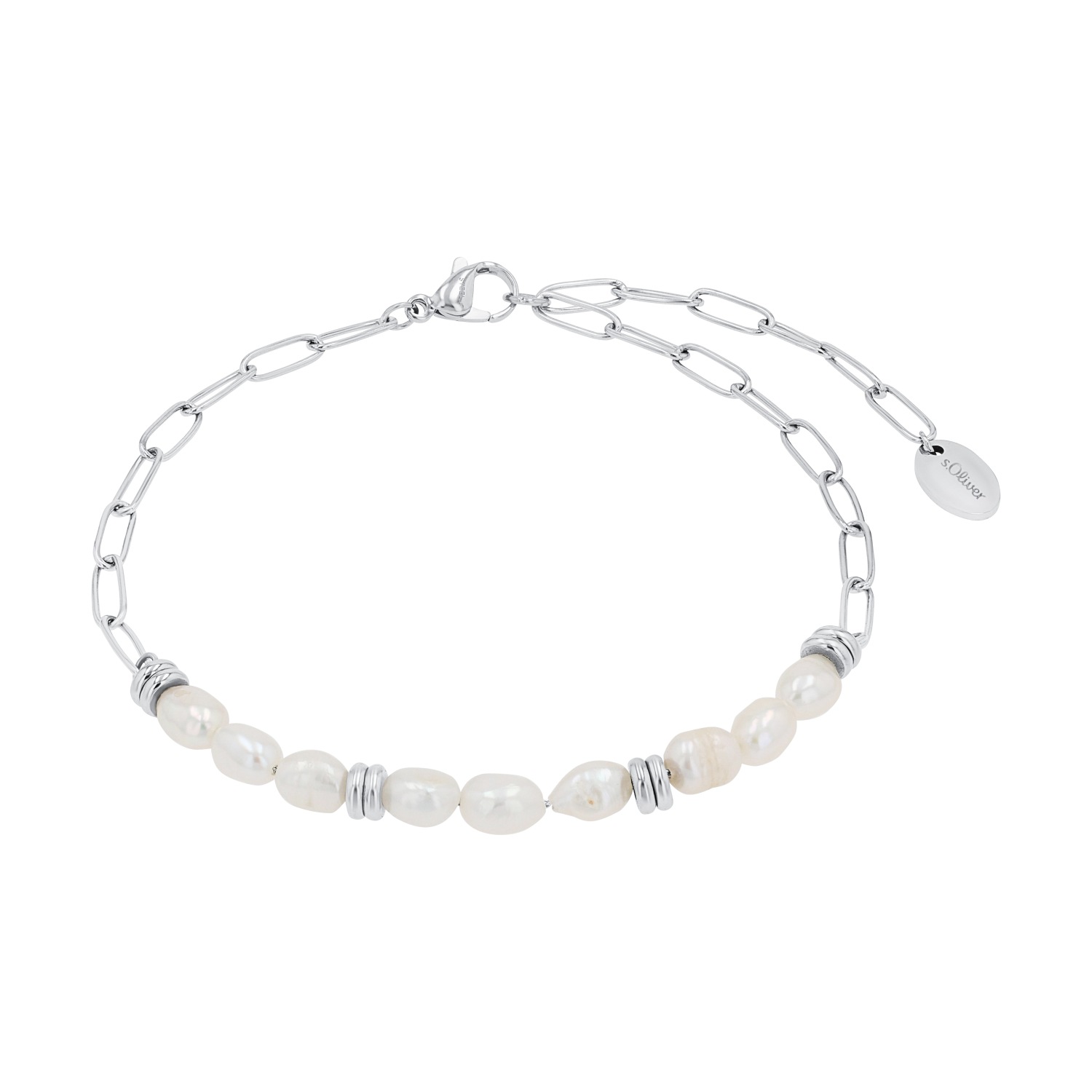 S.OLIVER Fußkette »2039729« mit Süßwasserzuchtperle edelstahlfarben-weiß