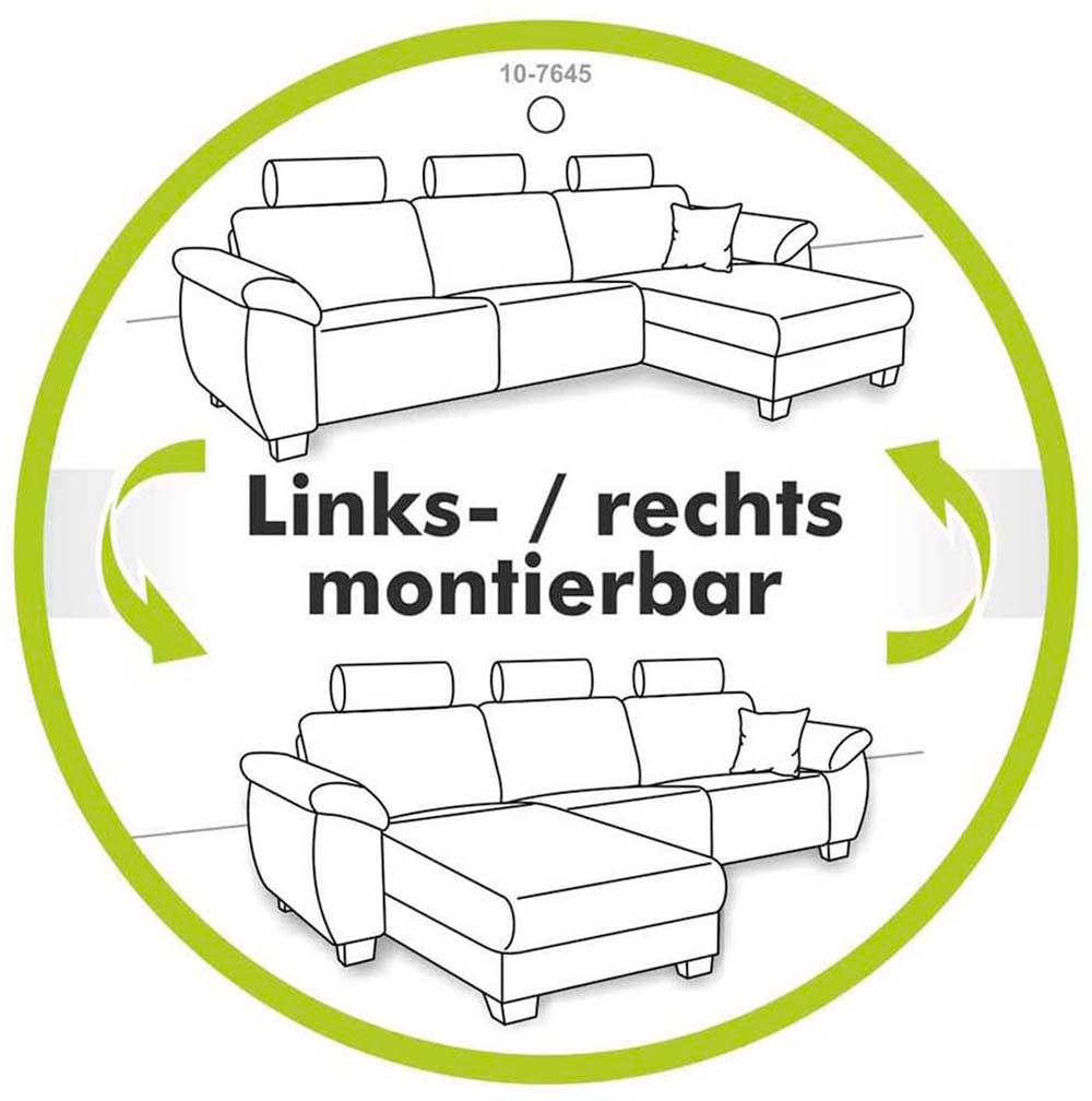 Jockenhöfer Gruppe Ecksofa »Ecksofa Elmau, Größe Ottomane: L, B:235cm, optional mit Topper« mit Schlaffunktion, Bettkasten & 2 Zierkissen