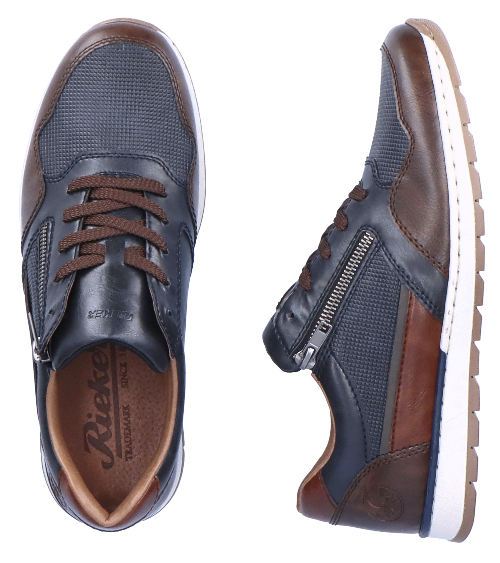 Rieker Sneaker, mit seitlichem Reißverschluss, Freizeitschuh, Halbschuh, Schnürschuh