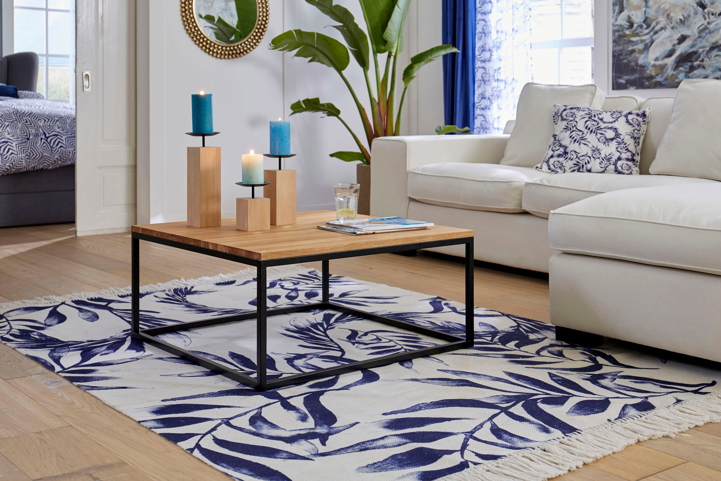 Home affaire Couchtisch »Voorst« aus massiver Eiche und Metallgestell günstig online kaufen