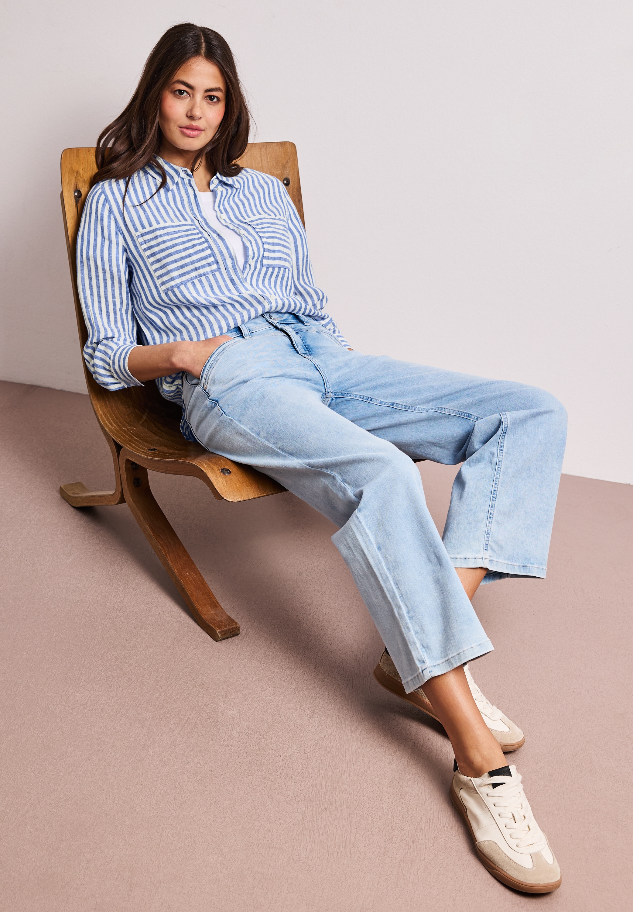 STREET ONE Hemdbluse mit Streifen Muster