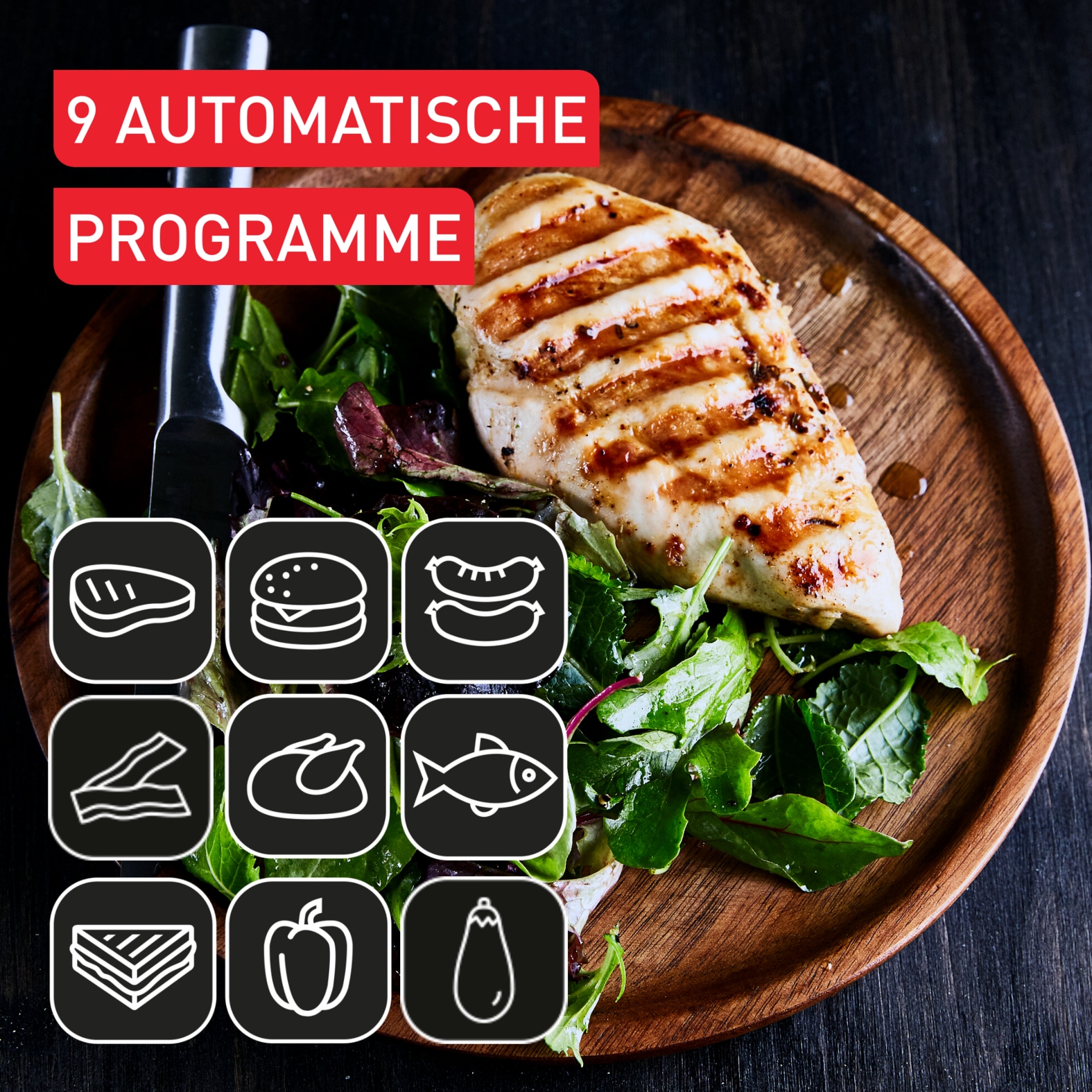 Tefal Kontaktgrill »OptiGrill + XL, erneuerte Kochstufenanzeige, 9 automatische Programme«, 2000 W, manuelles Programm, spülmaschinengeeignete Platten GC727D