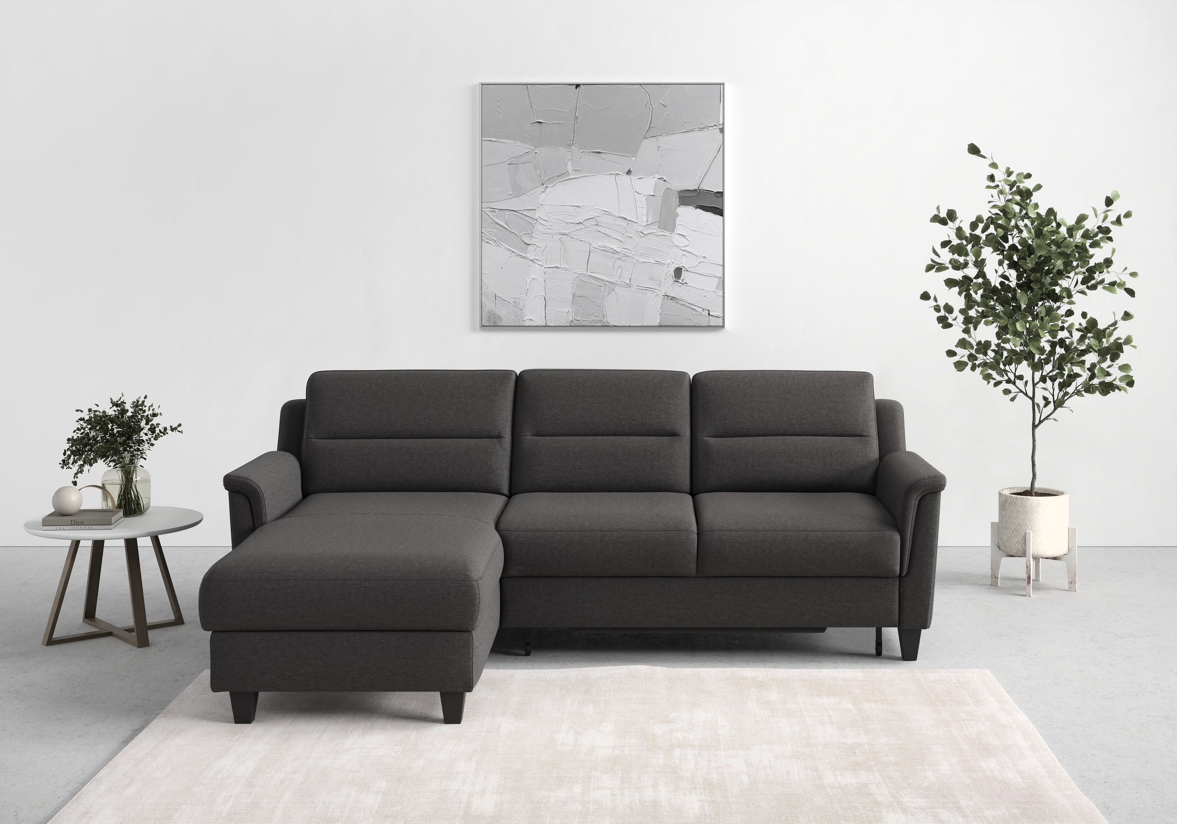 sit&more Ecksofa »Farö L-Form«, inklusive Federkern, wahlweise mit Bettfunktion und Bettkasten