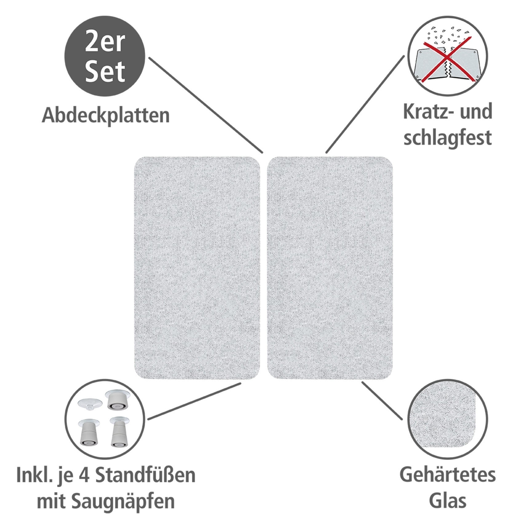 WENKO Herd-Abdeckplatte »Universal Modell Transparent«, (Set, 2 tlg.), Herd günstig online kaufen