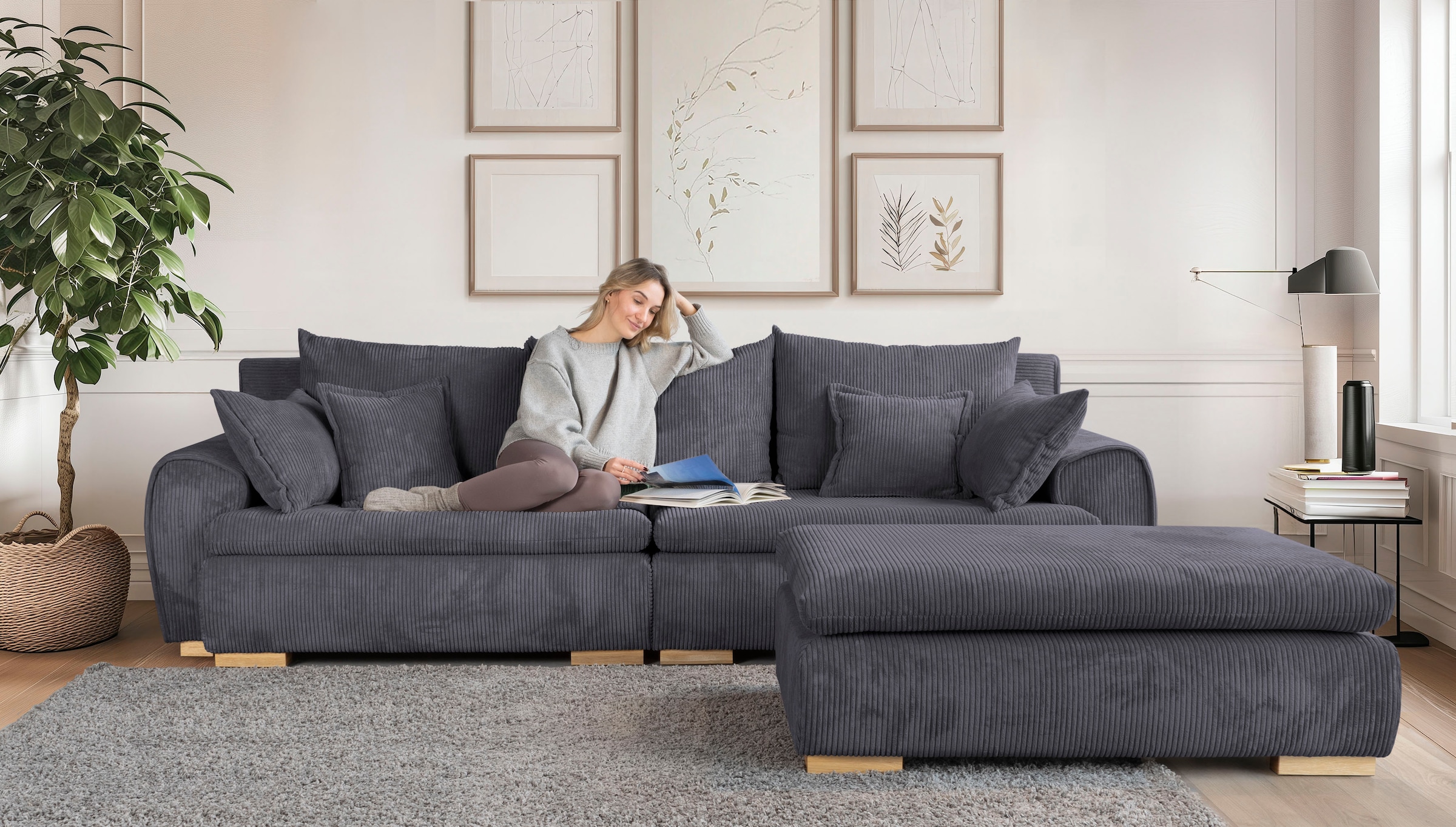 Home affaire Big-Sofa »Cara Mia«, Breite 275 cm, Cord-Bezug