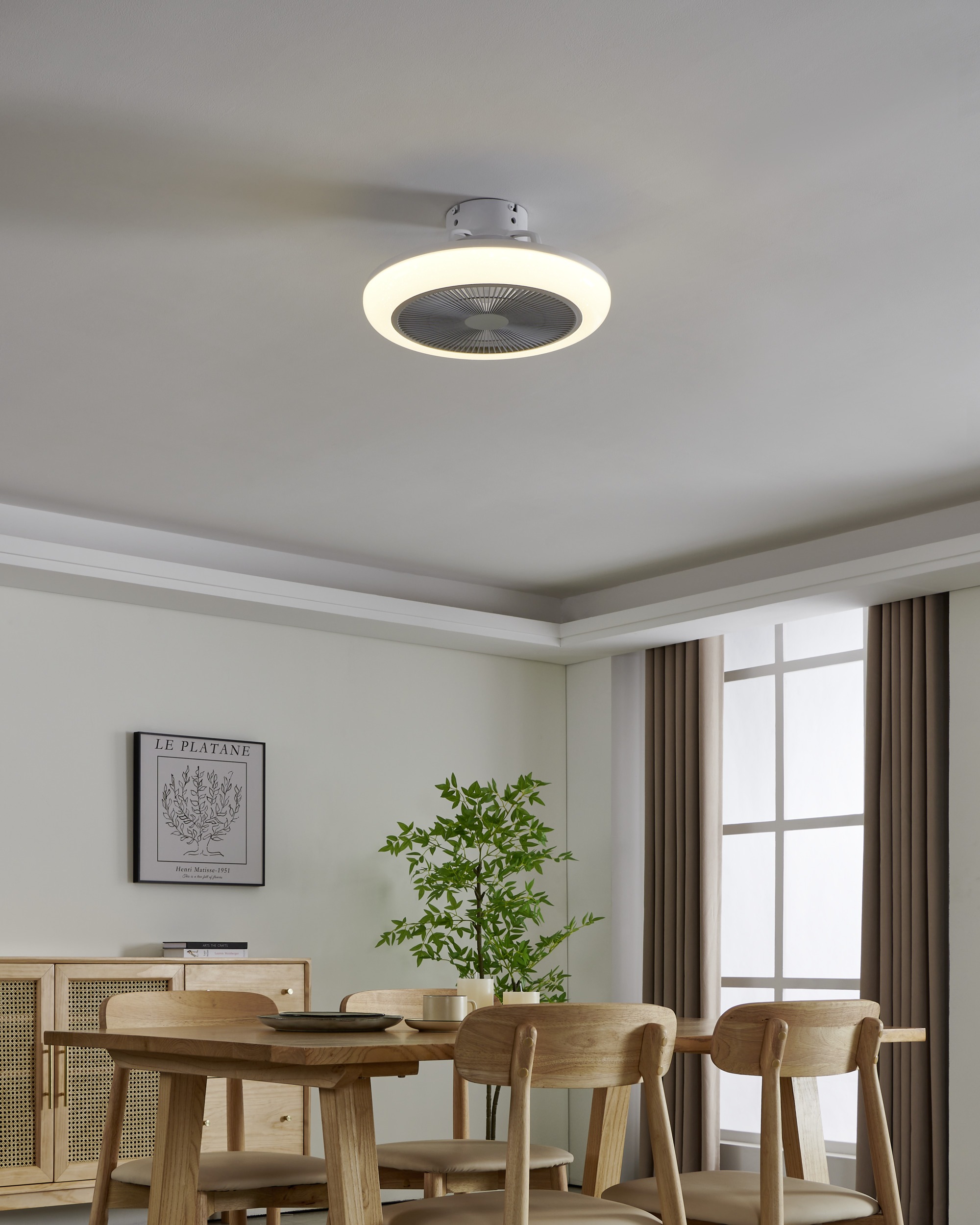 EGLO LED Deckenleuchte »KOSTRENA Leuchte und Ventilator - ABS - LED - 3X8,5W - IP20« LED-Modul 1 Stk. Kaltweiß | Neutralweiß | Warmweiß Deckenventilator, Deckenleuchte, Wohnzimmer, Schlafzimmer, H19xØ45,5cm