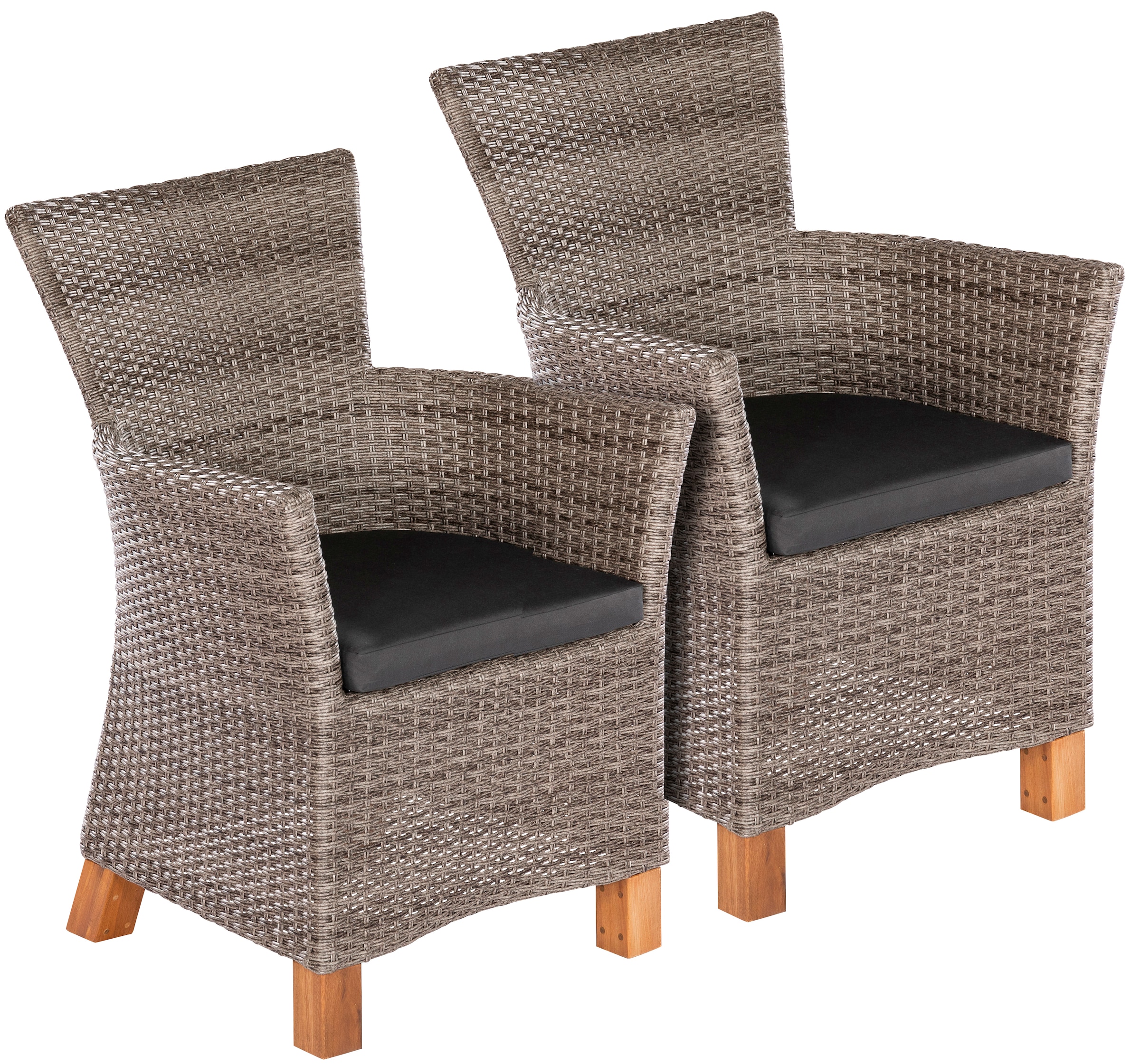 MERXX Gartensessel »Toskana« Set, 2 Stk. tlg. 2er Set, Polyrattan/Akazie, i günstig online kaufen