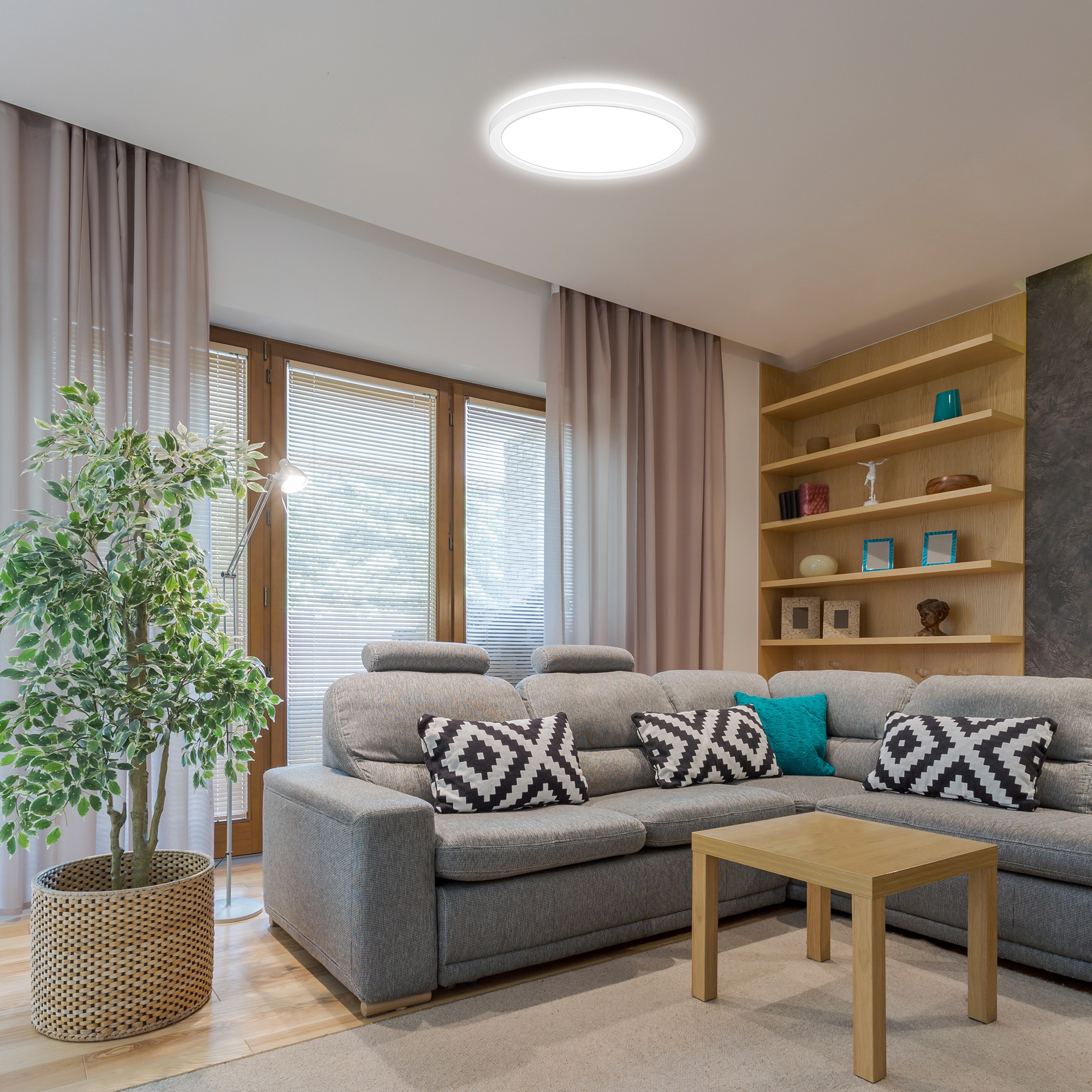 B.K.Licht LED Deckenleuchte »BK_DL1598 Ultraflaches LED Panel mit Backlight, Deckenlampe«, 1 flammig, Leuchtmittel LED-Modul | LED fest integriert, 4.000K, 1.900 Lm, 16W, indirekte Hintergrundbeleuchtung, ⌀24cm, Weiß