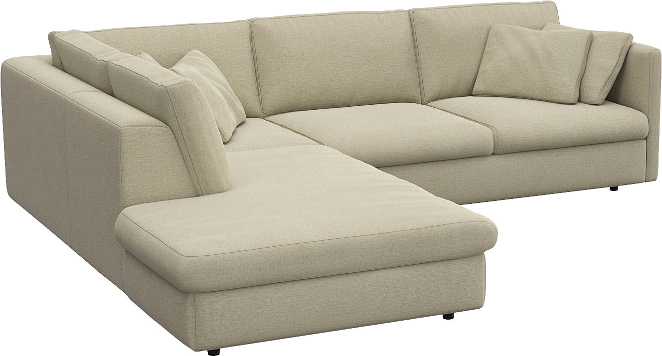 FLEXLUX Ecksofa »Lovane, elegant und zeitlos, bequem, L-Form«, Weich & anschmiegsam, große Sitztiefe auf Kaltschaum, Dekokissen inkl.