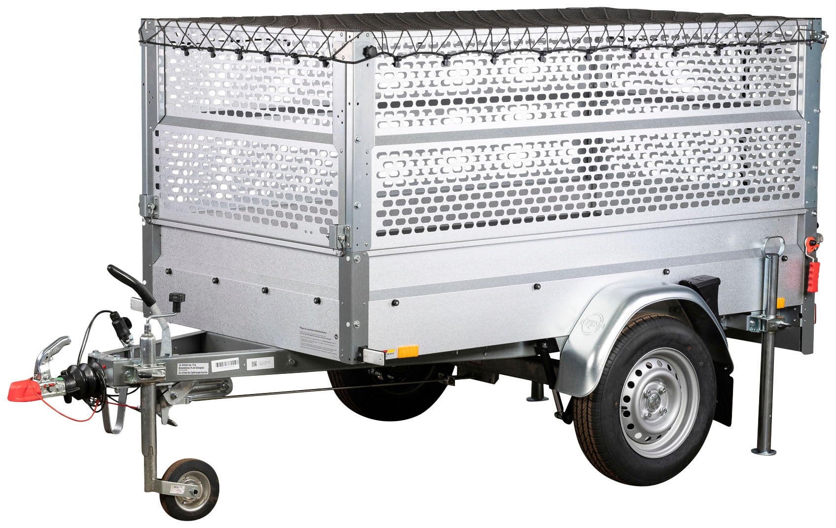 STEMA PKW-Anhänger »BASIC Plus 1000«, (Set), Tieflader, gebremst, mit Gitteraufsatz