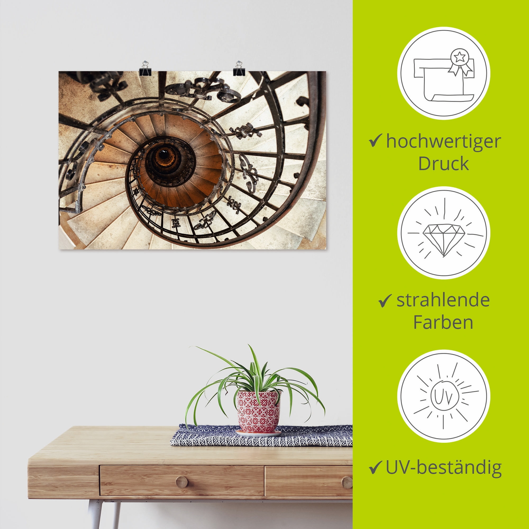 Artland Wandbild »Treppe«, Architektonische Elemente, (1 St.), als Alubild, Outdoorbild, Leinwandbild, Poster, Wandaufkleber