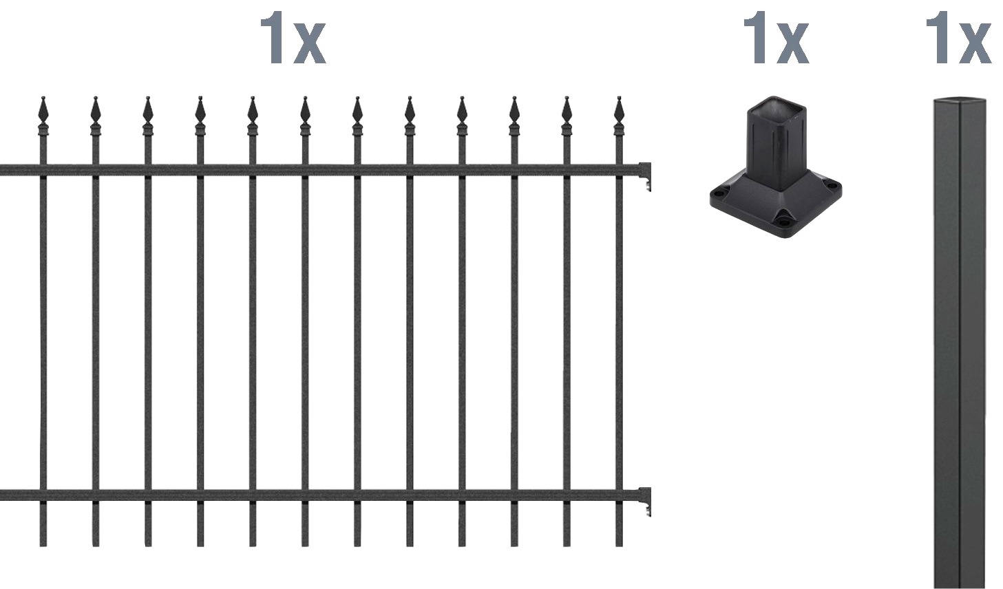 Alberts Metallzaun »Anbauset Chaussee«, Höhe: 100 und 120 cm, Breite: 200 cm, zum Aufschrauben