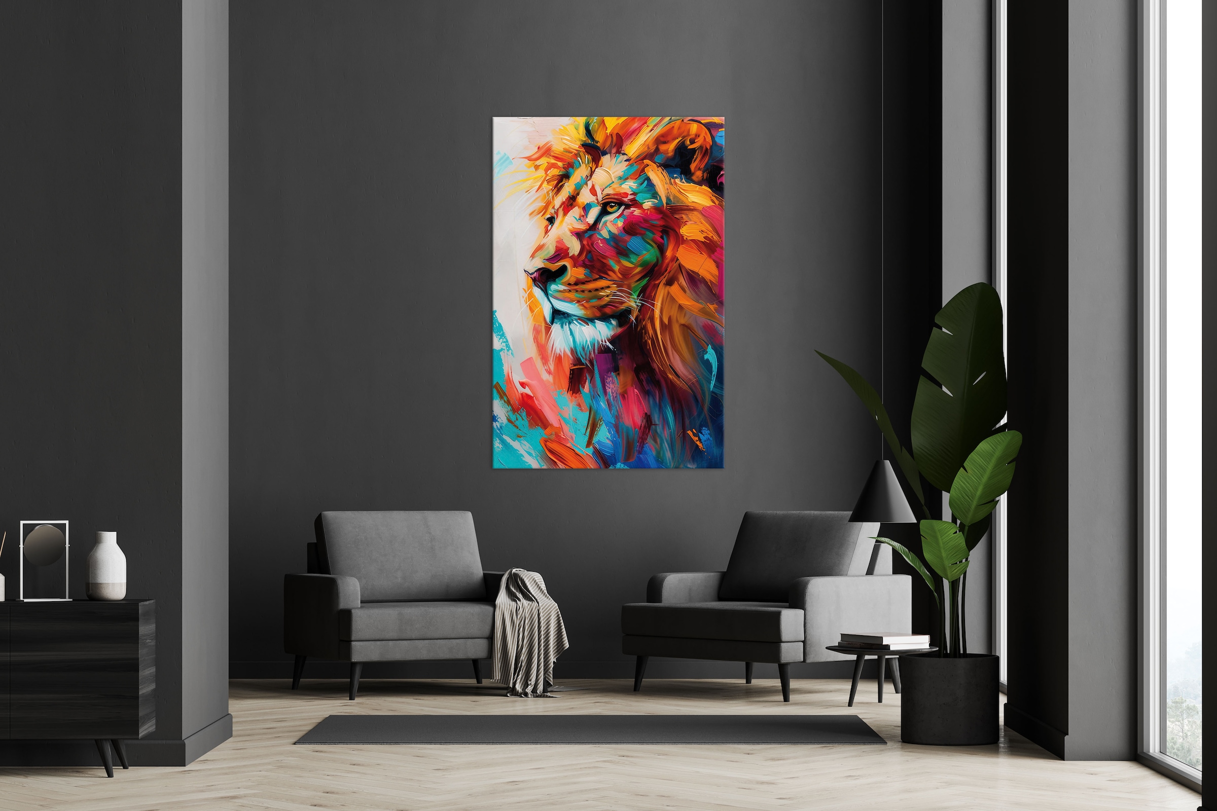 Bönninghoff Leinwandbild, Löwe-Löwen-Tiere-Raubkatzen-Kunst-Pop Art, (1 St. günstig online kaufen