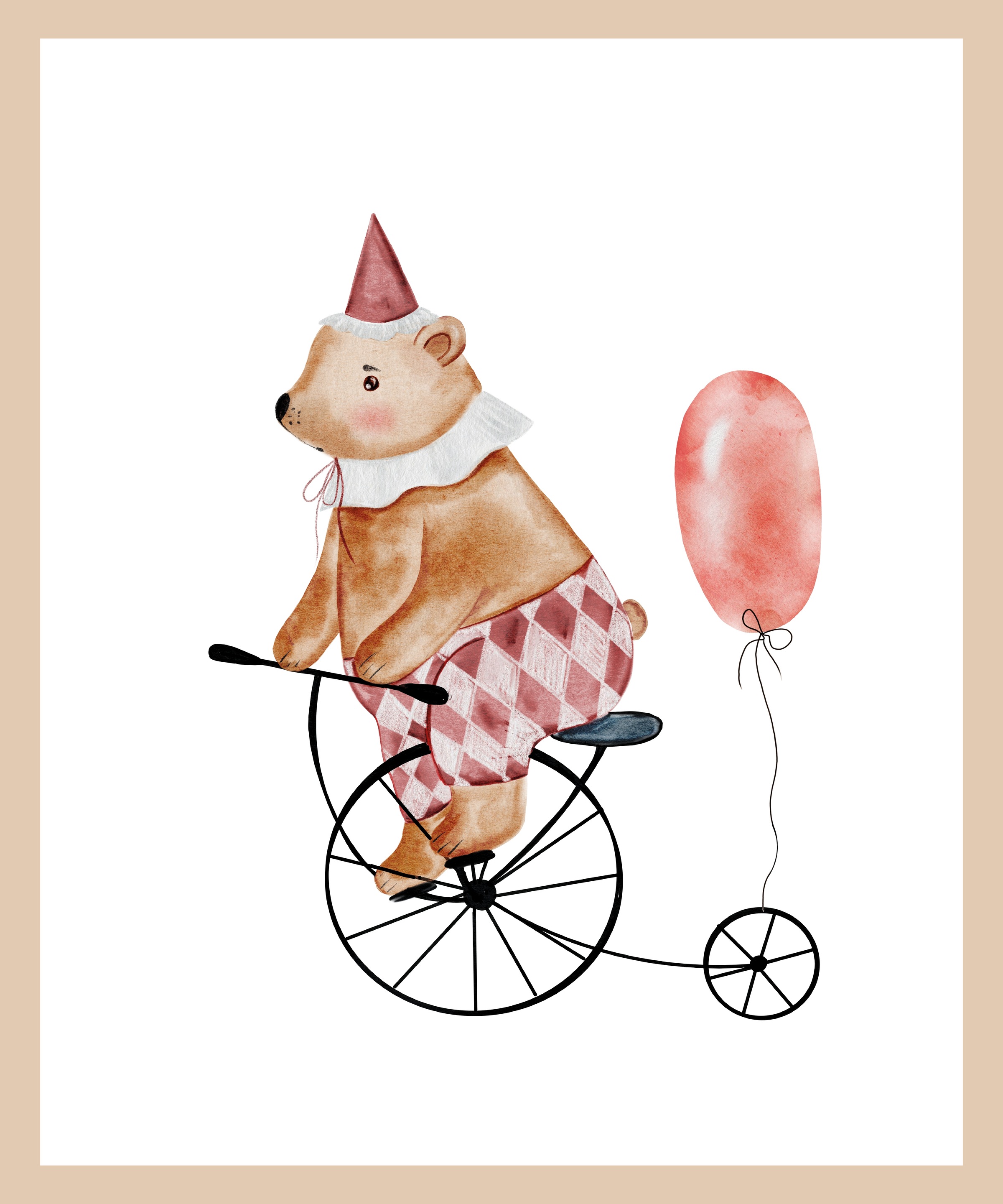 Lüttenhütt Bild mit Rahmen »oder Poster, Bär mit Luftballon«, Bär-Fahrräder günstig online kaufen