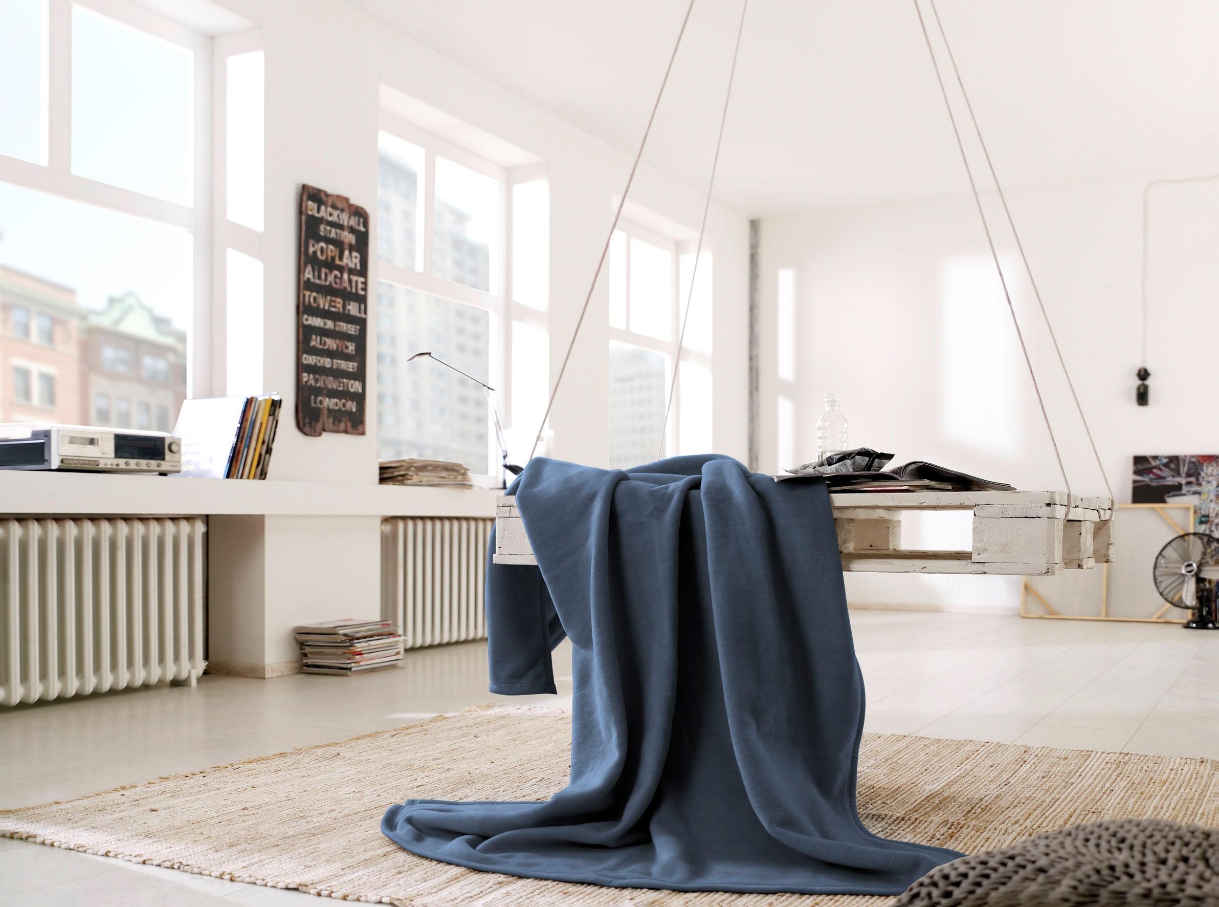 Biederlack Wohndecke »Wohndecke Cotton Home«, im Uni Design, Kuscheldecke