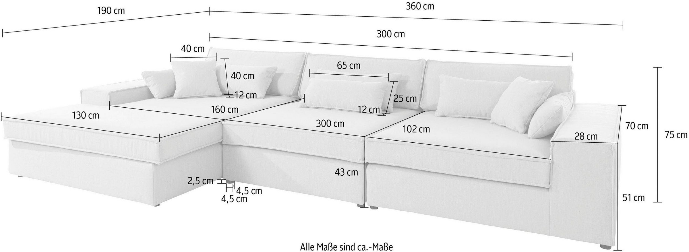 RAUM.ID Ecksofa »Enid L-Form«, 3 Teile, bestehend aus Modulen, in vielen Bezügen, auch in Breitcord