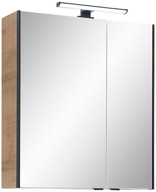 Saphir Badmöbel-Set »Quickset 395 4-teilig, Waschbeckenunterschrank mit LED-Spiegelschrank«, (4 St.), Unterschrank, Hängeschrank inkl. Türdämpfer, 6 Türen, 1 Schublade