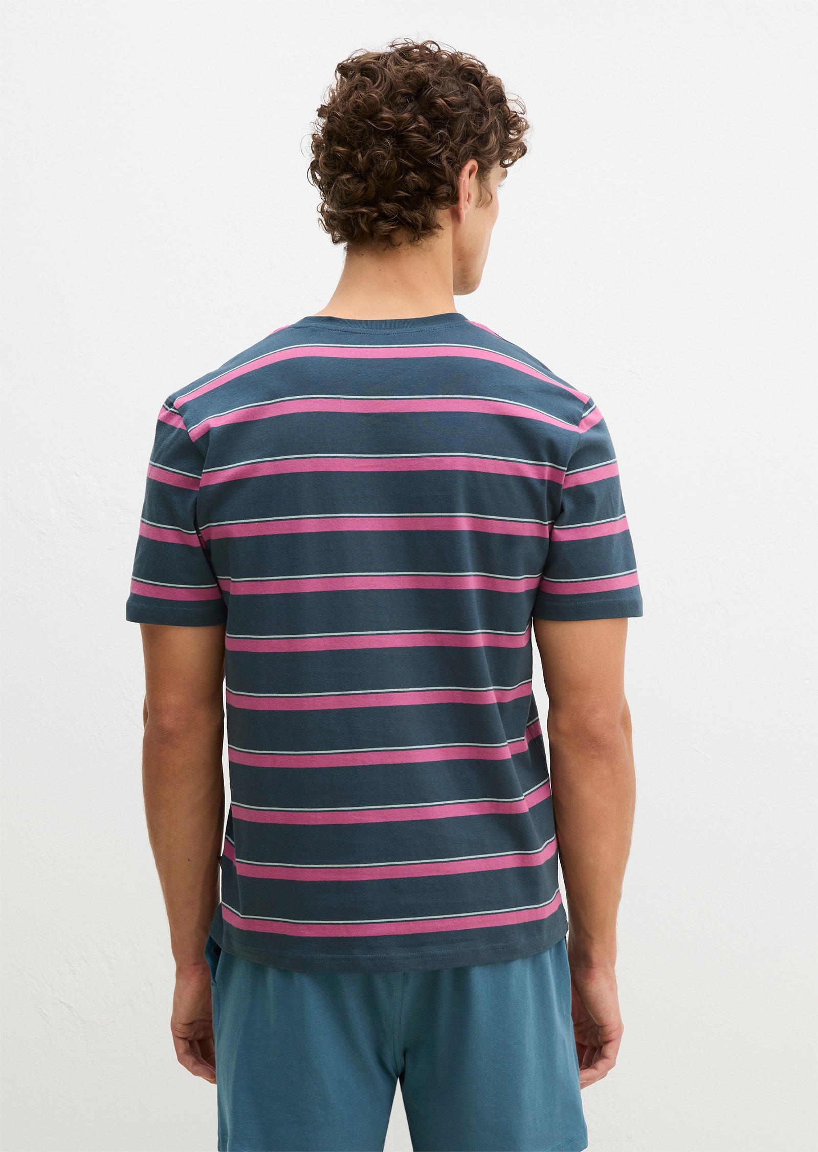 Marc O'Polo Pyjamaoberteil »Mix N Match Cotton« mit Streifen, Rundhalsausschnitt und kurzen Ärmeln
