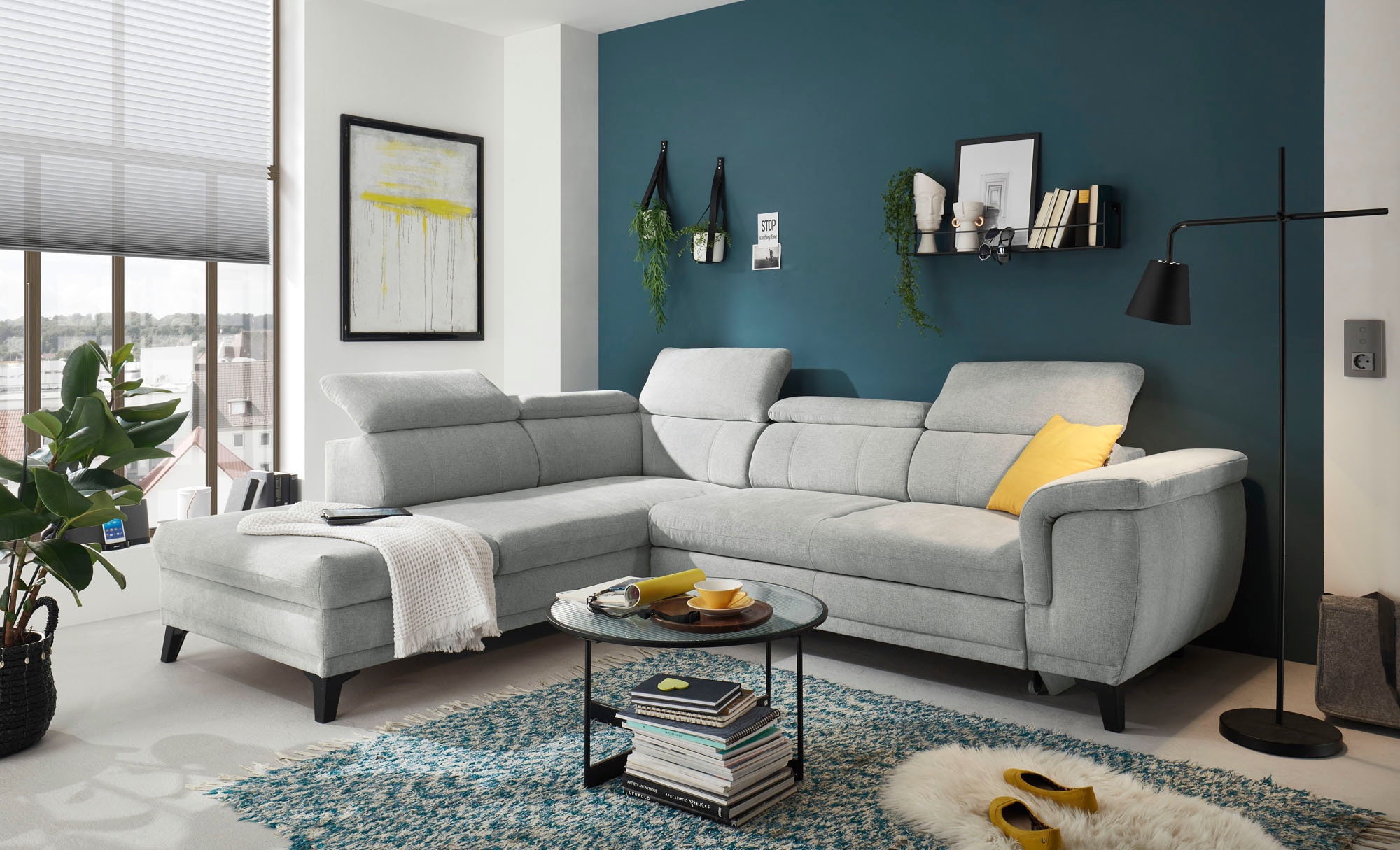 ED EXCITING DESIGN Ecksofa »Albany L-Form«, mit Bettfunktion, Bettkasten & günstig online kaufen