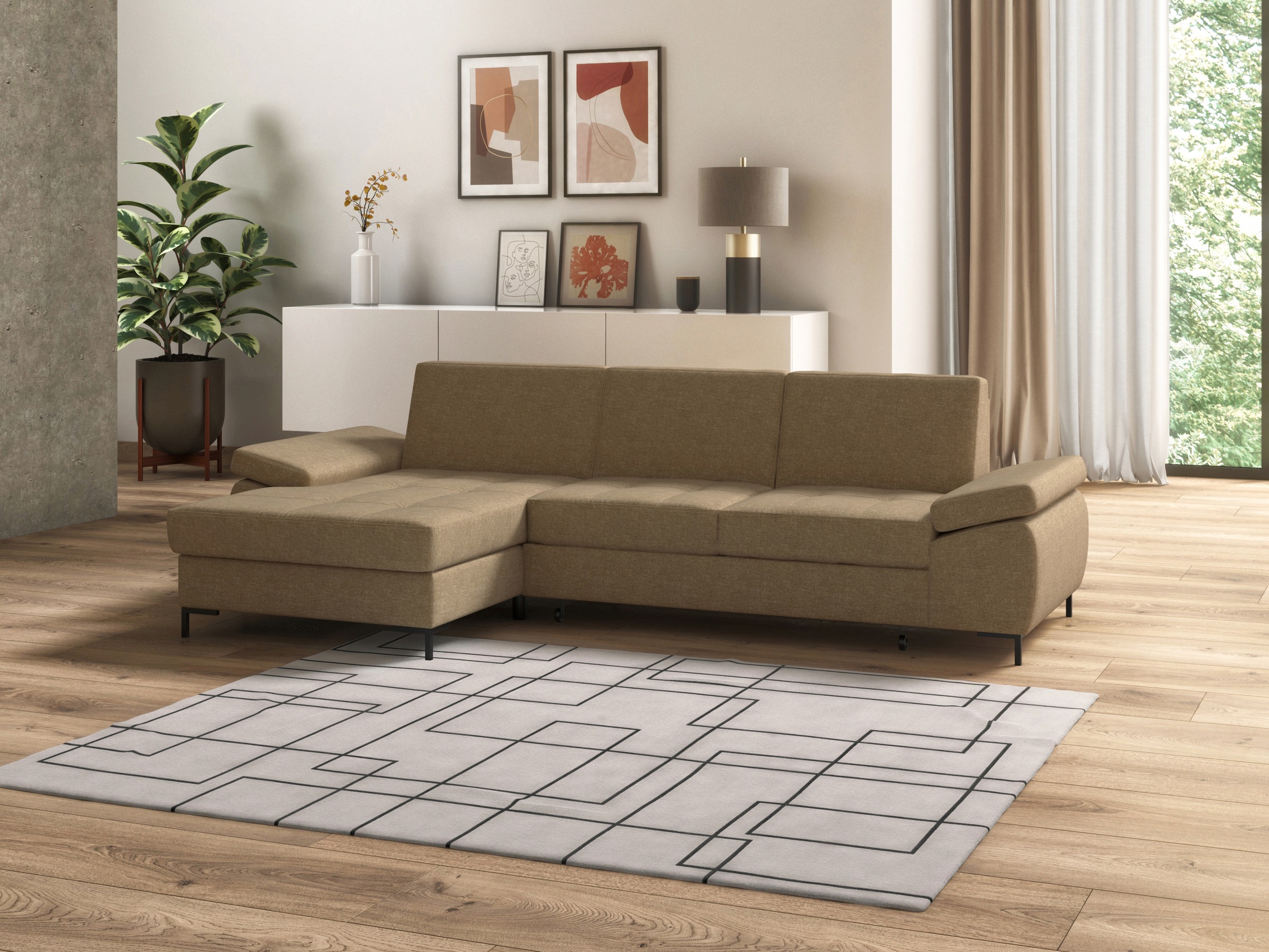DOMO collection Ecksofa »Capelo L-Form«, mit Armteilverstellung, wahlweise mit Bettfunktion, Federkern