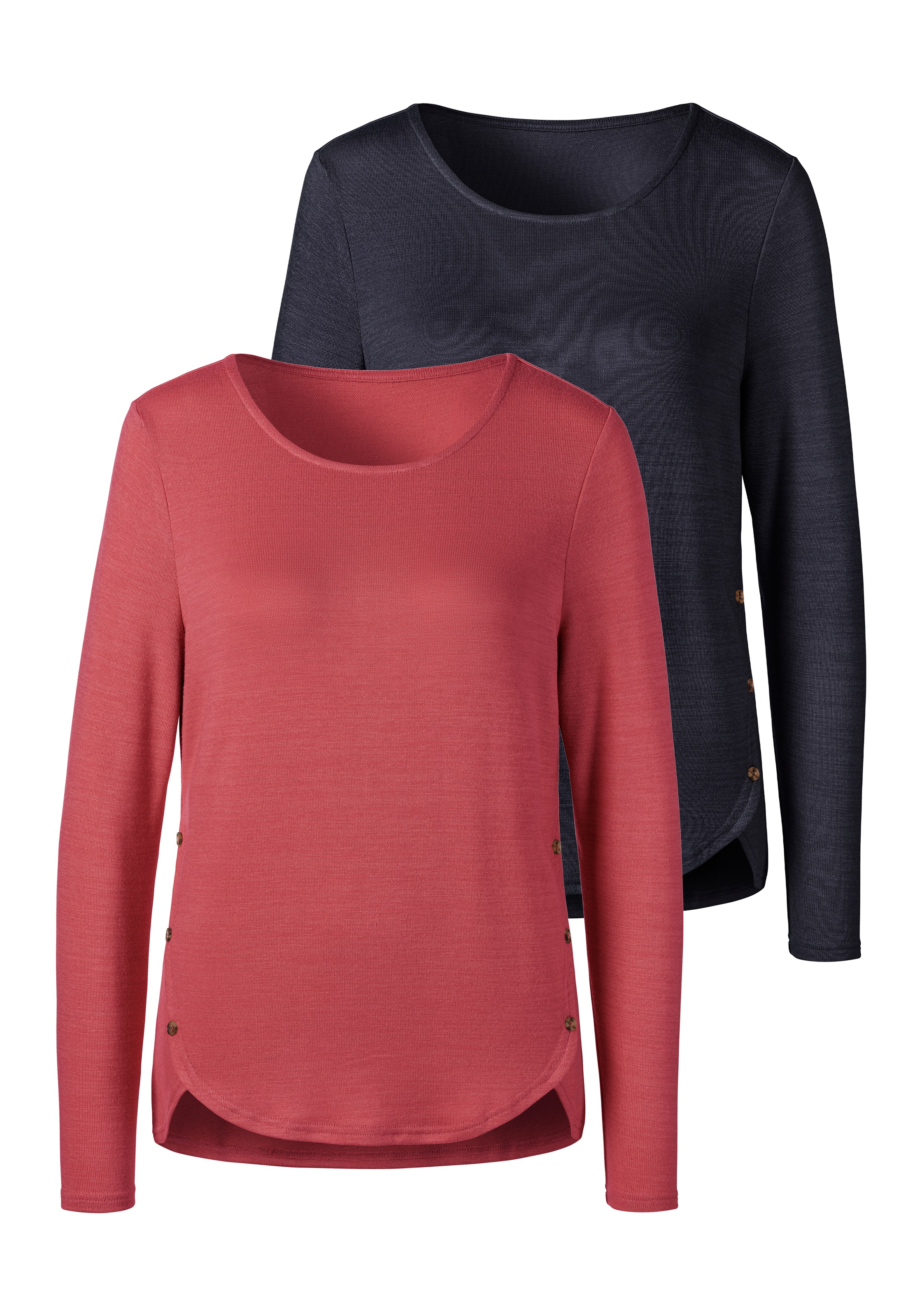 Vivance Langarmshirt, (Packung, 2er-Pack), mit aufgesetzten Knopfleisten kaufen
