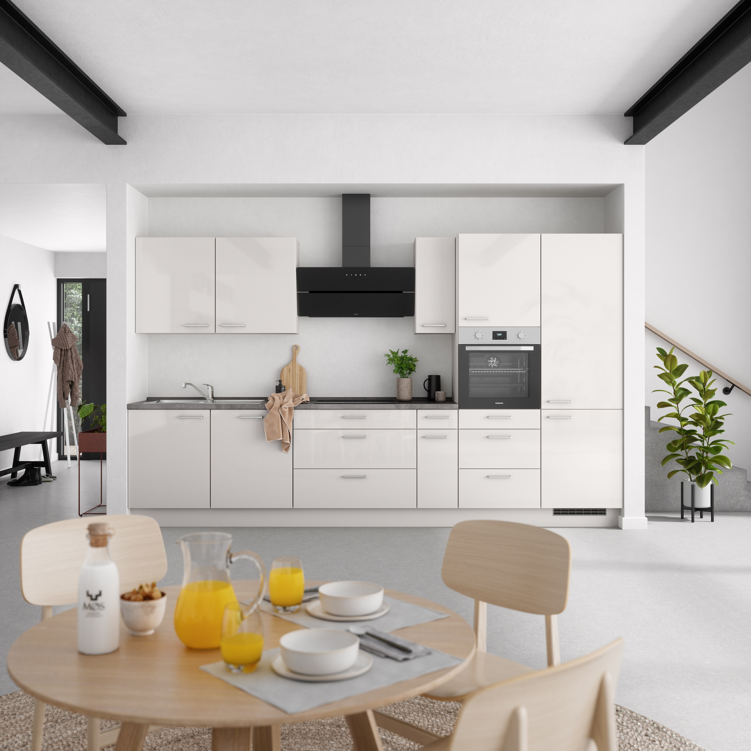 nobilia® Küchenzeile »"Flash II" mit Hochglanz Fronten«, vormontiert, Ausrichtung wählbar, Breite 360 cm, wahlw. mit E-Geräten