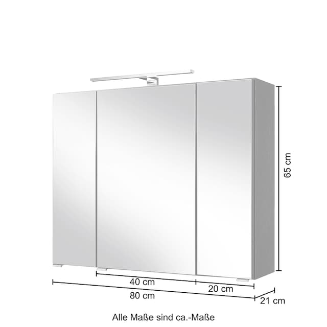 HELD MÖBEL Spiegelschrank »Malibu«, Breite 80 cm, mit Spiegeltüren und  Türendämpfern jetzt im %Sale