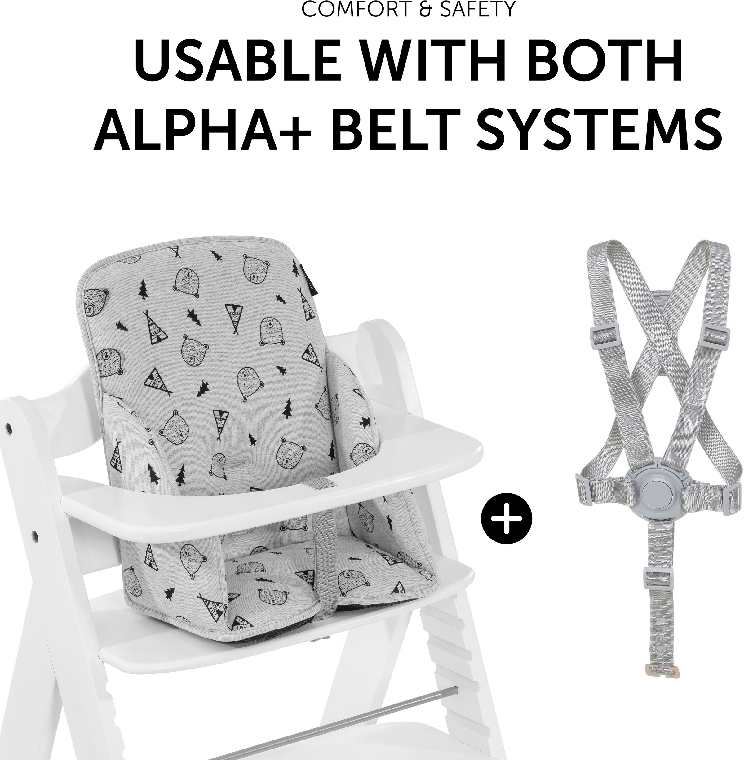 Hauck Sitzverkleinerer »Alpha Cosy Select, nordic grey«, für den ALPHA+ Holzhochstuhl