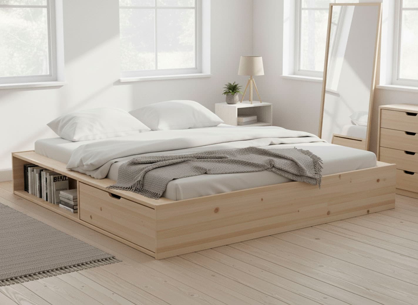 OTTO home Massivholzbett »Erno, OTTOs Choice, TOPSELLER, Stauraumbett Futonbett, 275KG belastbar« Breite/ Belastbarkeit: 120cm/275 KG, 180cm/275 KG,  mit Lattenrost, FSC® zertifiziert, viel Stauraum + Ablagen