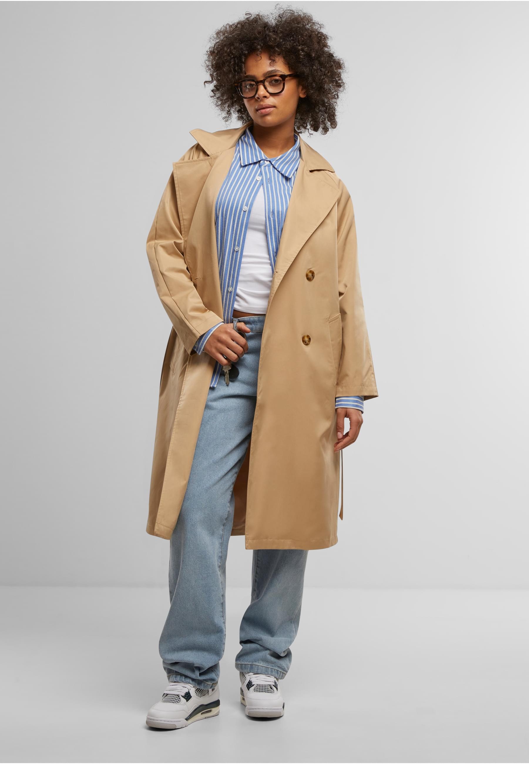 URBAN CLASSICS Winterjacke »Urban Classics Ladies Trenchcoat« 1 Stk. tlg. ohne Kapuze