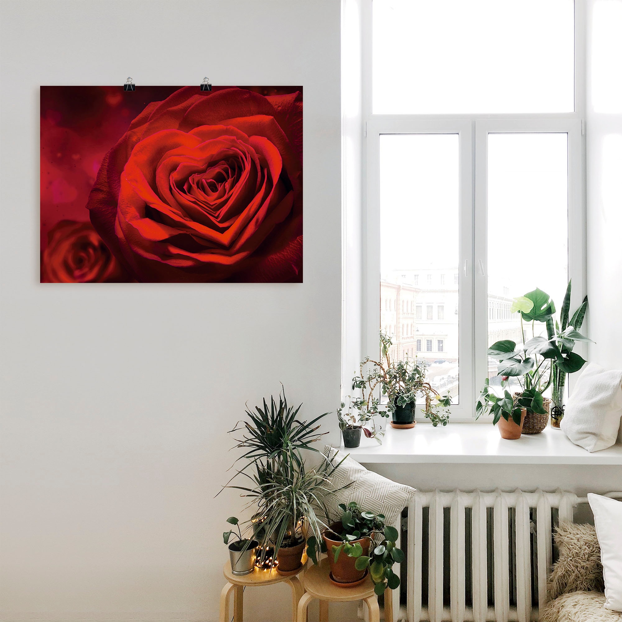 Artland Wandbild »Valentinseinladung mit Herzen und Rosen«, Blumen, (1 St.), als Leinwandbild, Poster, Wandaufkleber in verschied. Größen