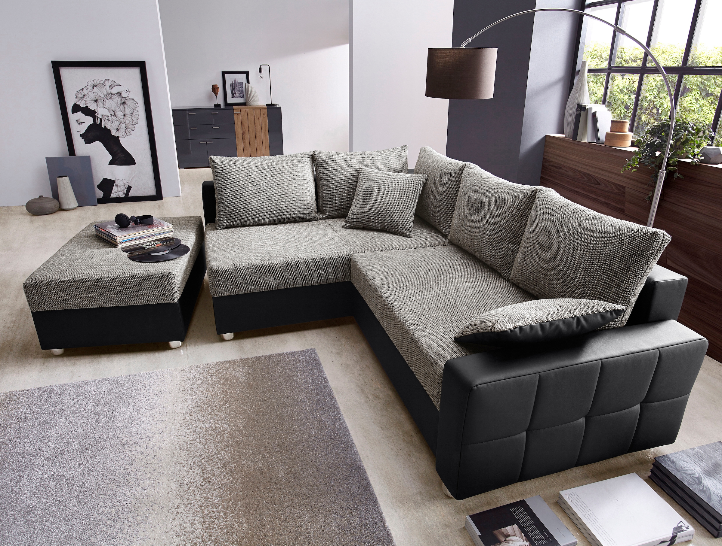 COLLECTION AB Ecksofa »Parma L-Form« mit Bettfunktion und Federkern günstig online kaufen